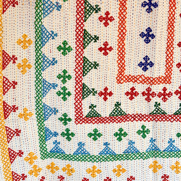 SINGLE KANTHA - RUST RED, BLUE, YELLOW, GREEN, PALE BLUE, ORANGE, PURPLE