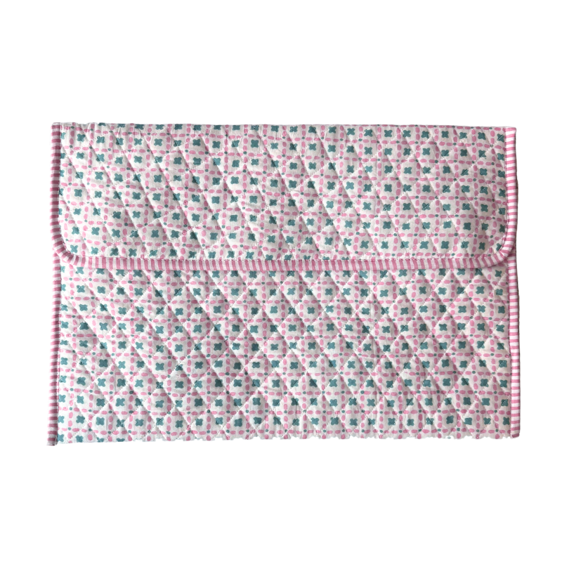 Pink and Teal Criss Cross Laptop Case
