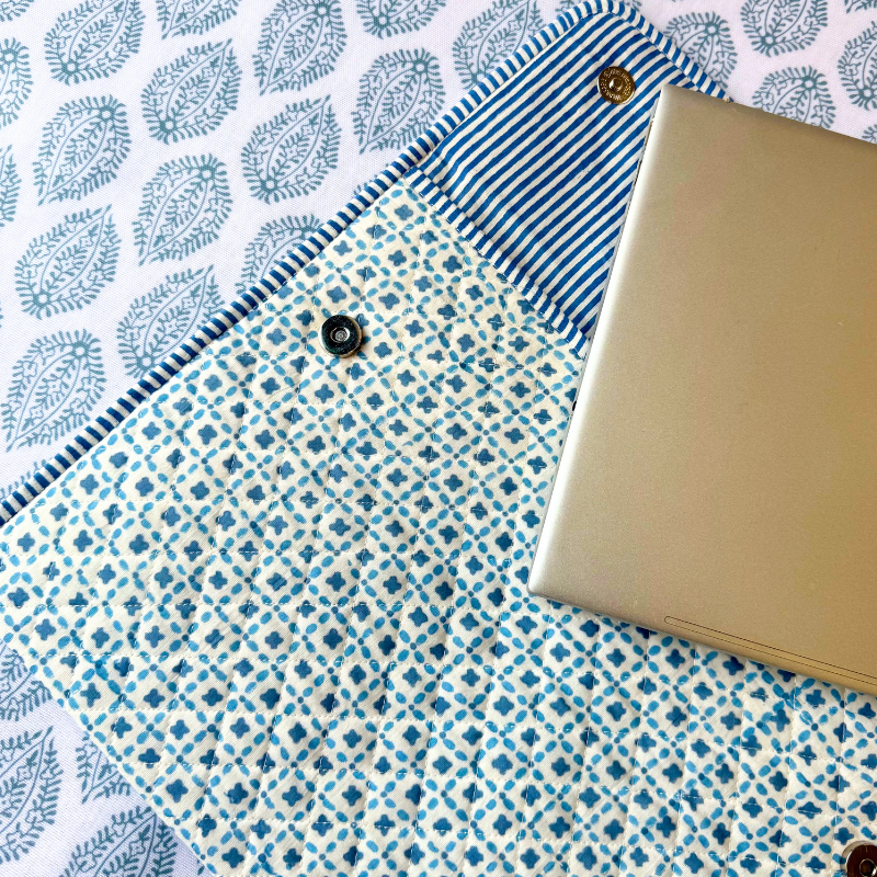 Blue Criss Cross Laptop Case