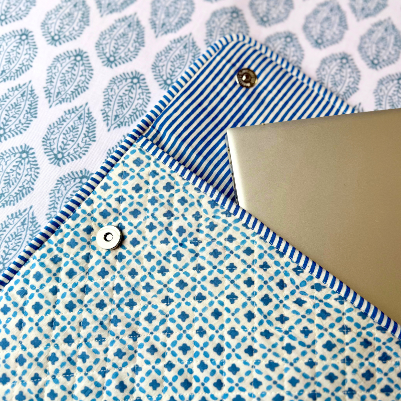 Blue Criss Cross Laptop Case