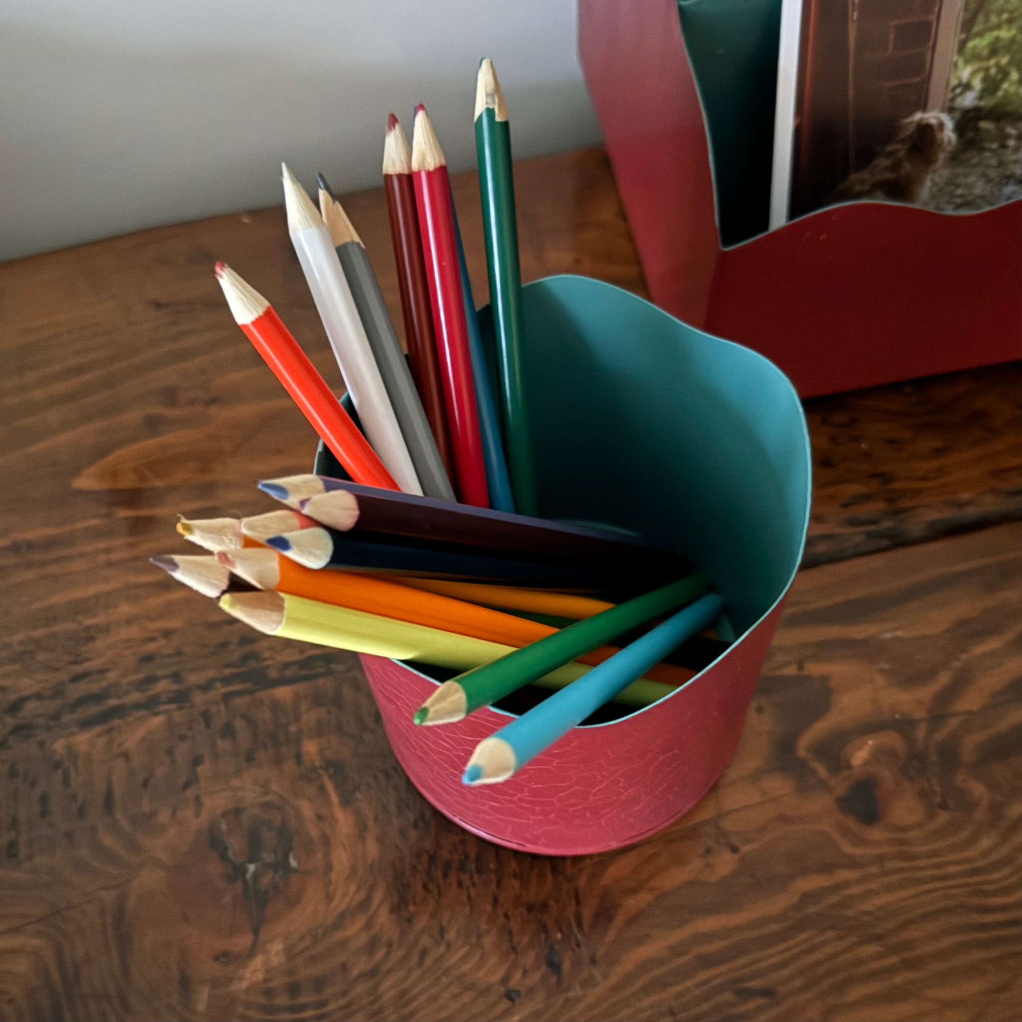 Toleware Pen Pot - Chilli and Teal