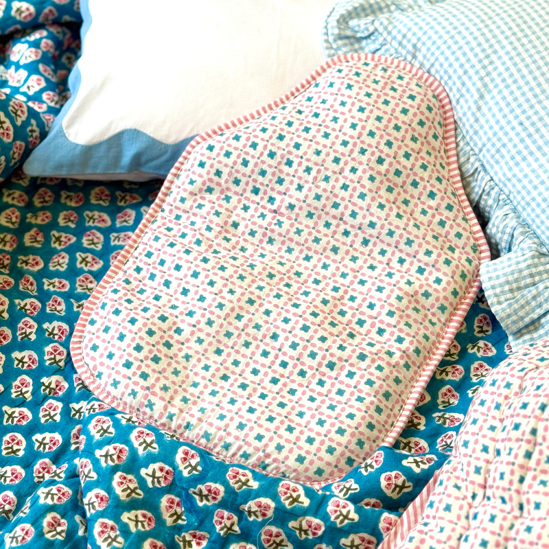 Teal & Pink Criss Cross Hot Water Bottle Cover