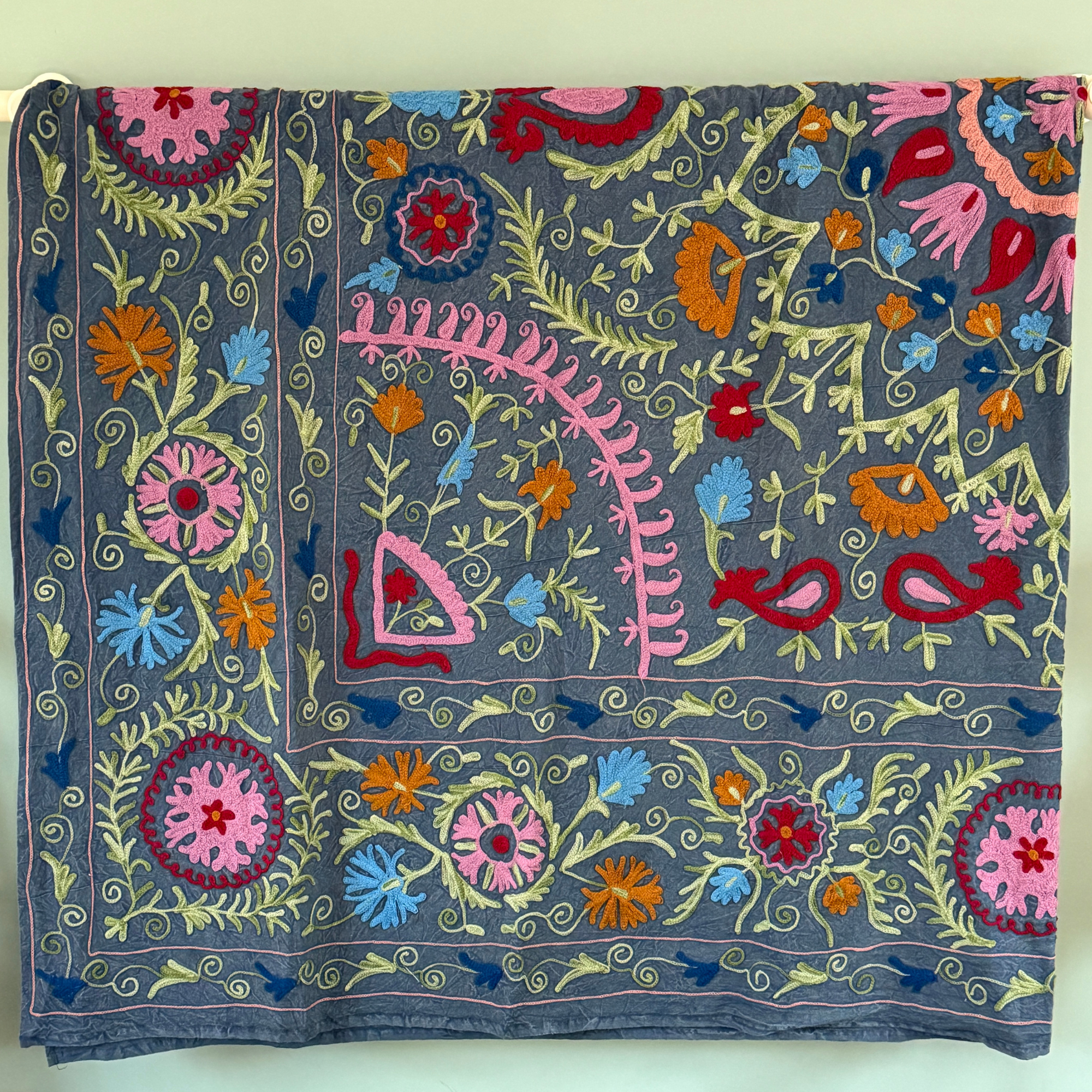 Extra Large Suzani - Grey, Blue, Sage, Navy, Magenta