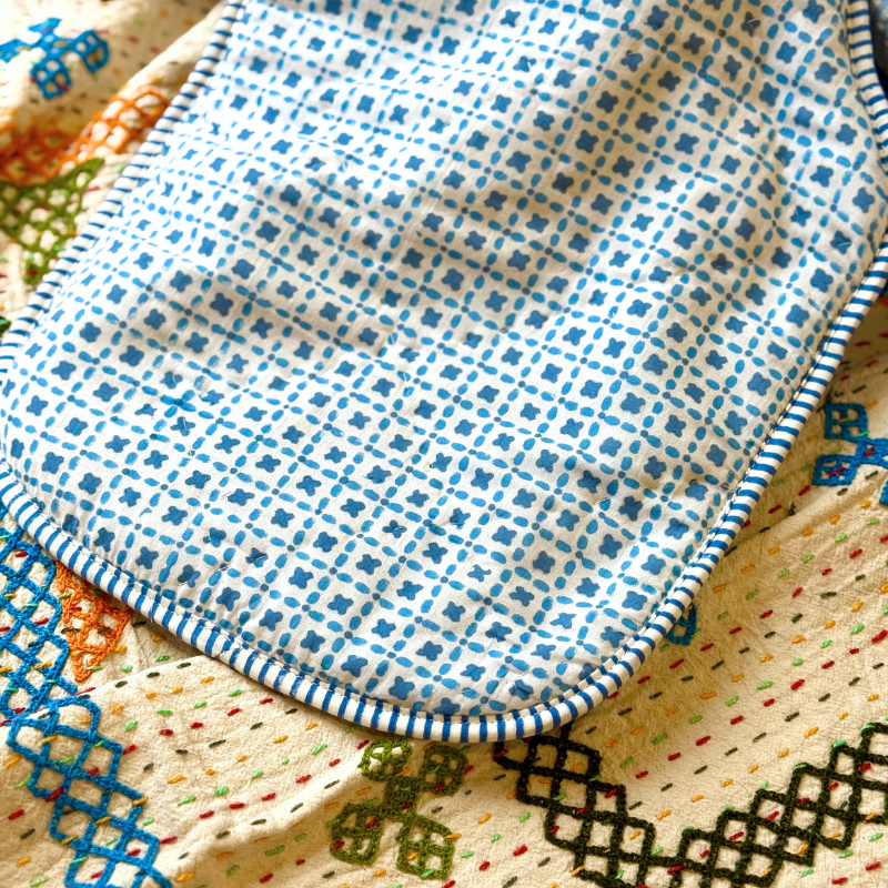 Blue Criss Cross Hot Water Bottle Cover