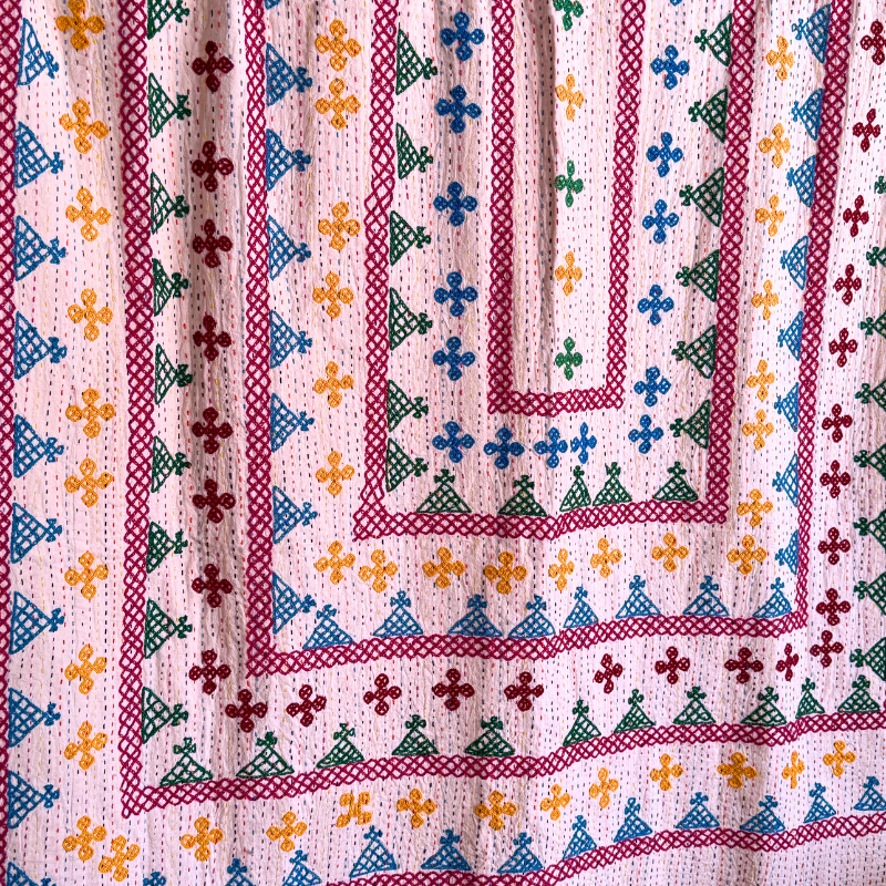 SINGLE KANTHA - DARK PINK, BLUE, YELLOW, GREEN, RUST