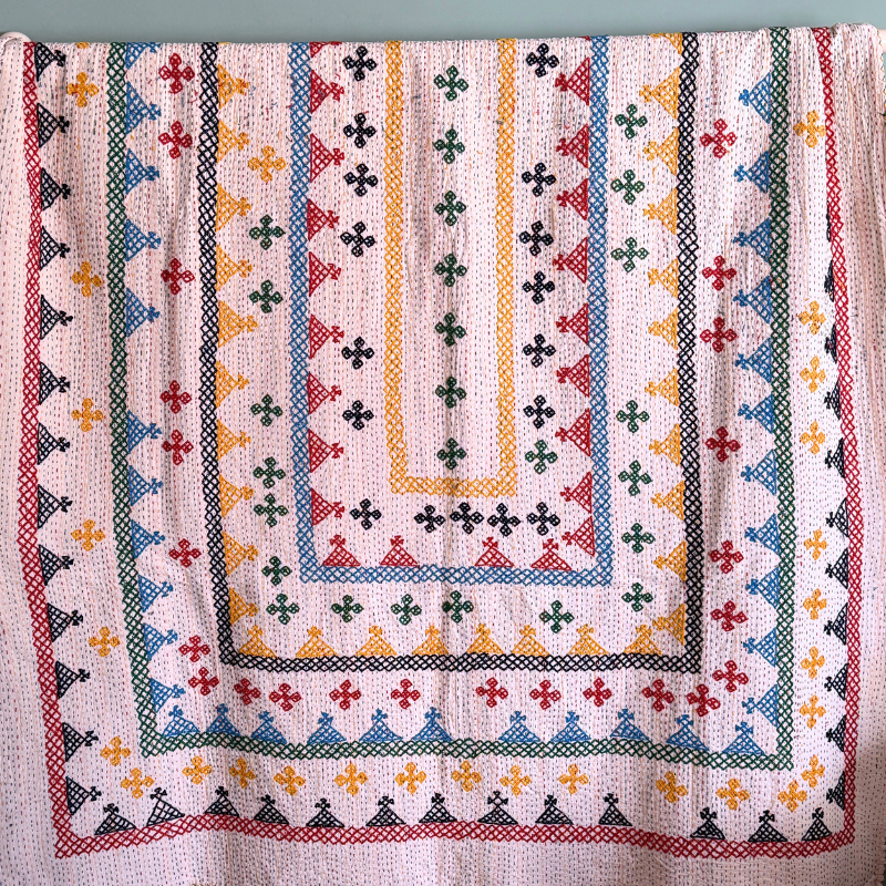 SINGLE KANTHA - RED, NAVY, YELLOW, GREEN, BLUE