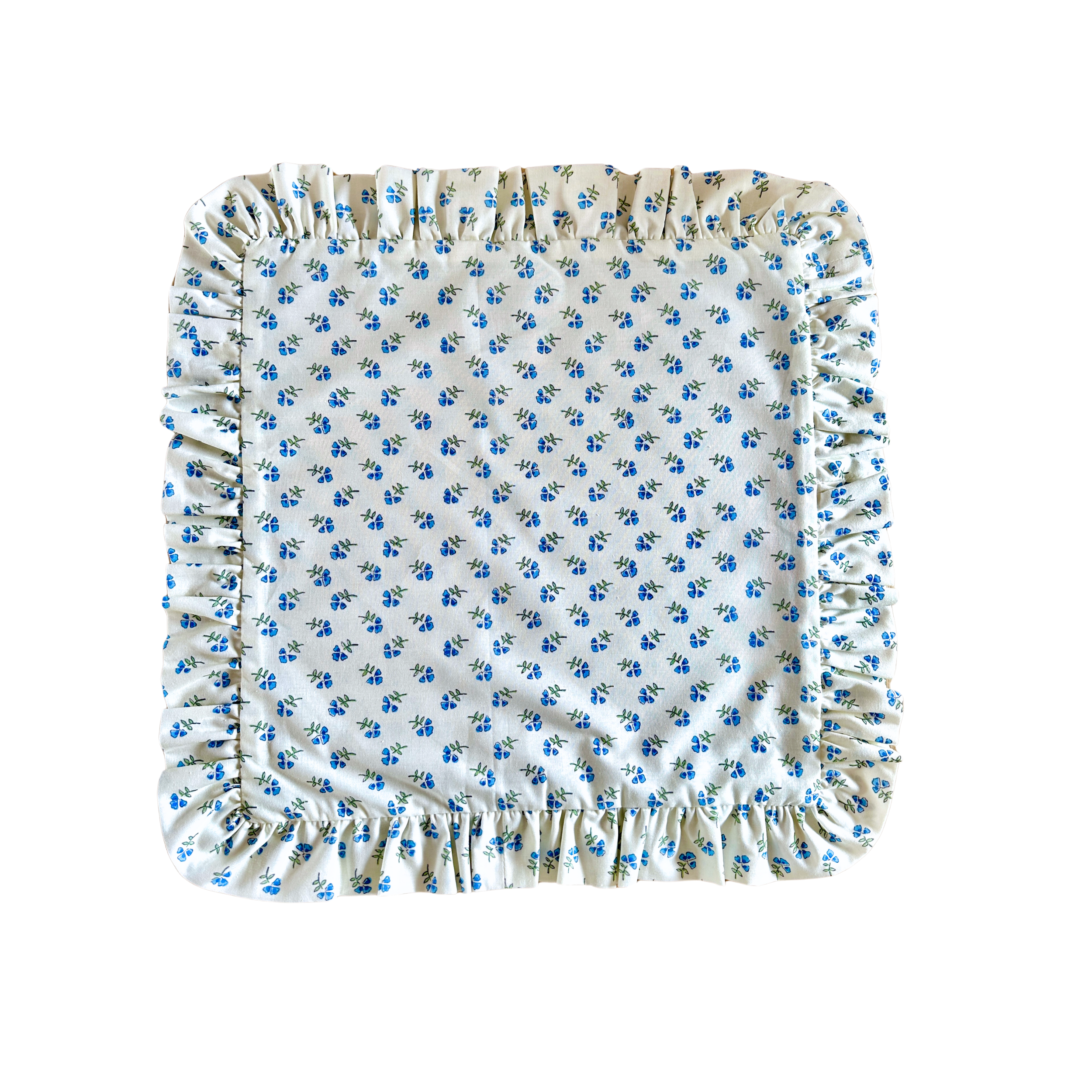 Blue Ditsy Ruffle Cushion