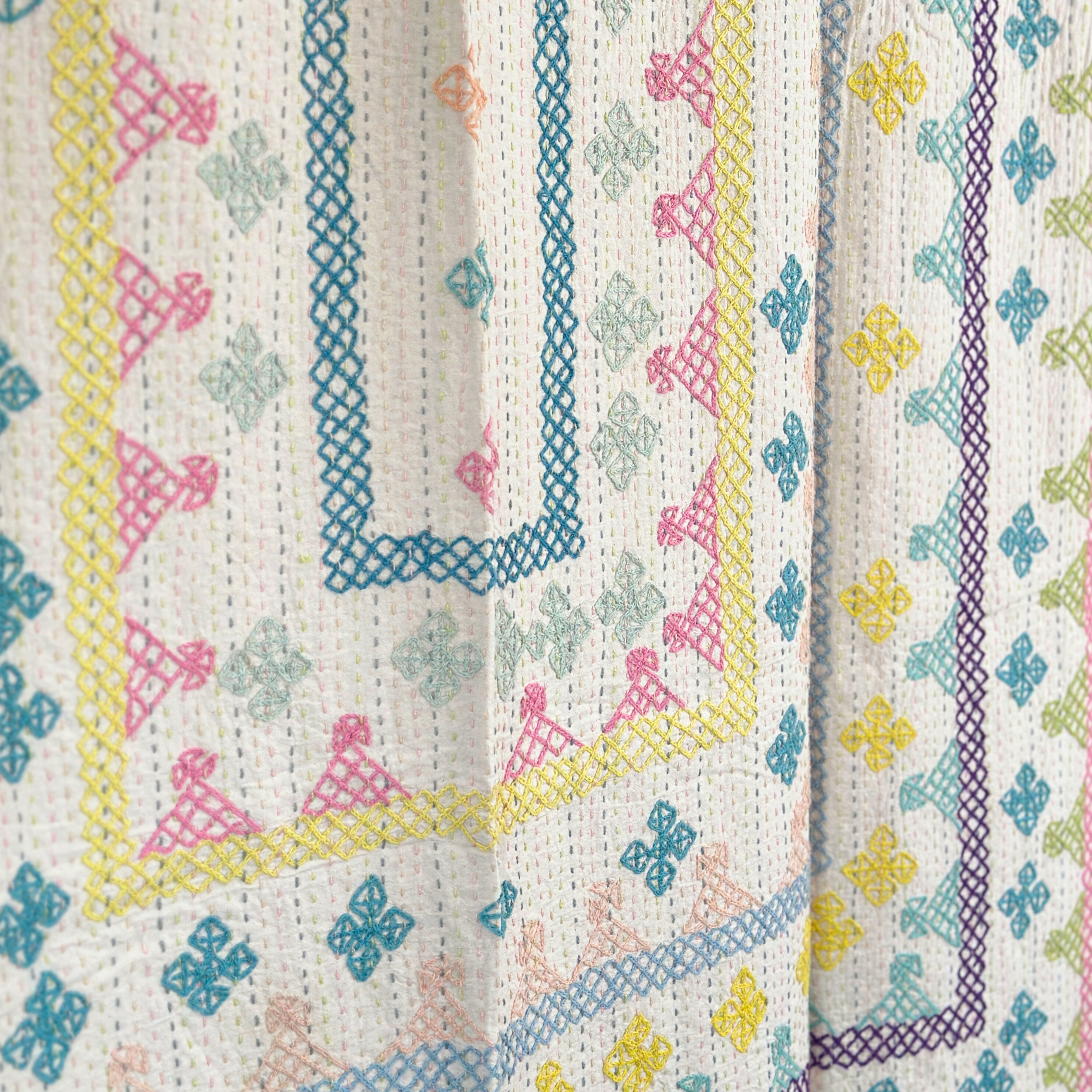 SINGLE KANTHA - PINK, GREEN TEAL, PURPLE, YELLOW, BLUE