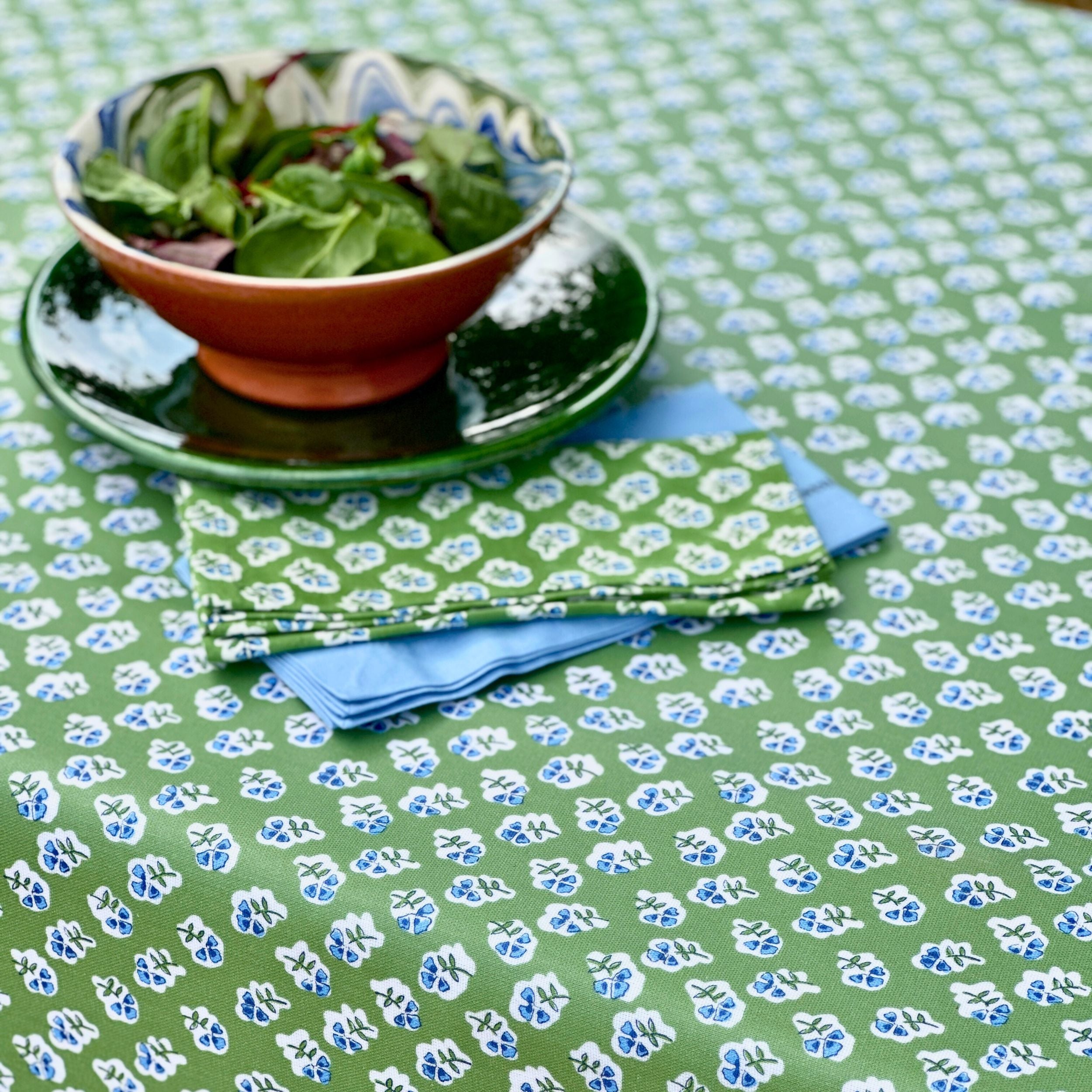 Apple Green Ditsy Oilcloth