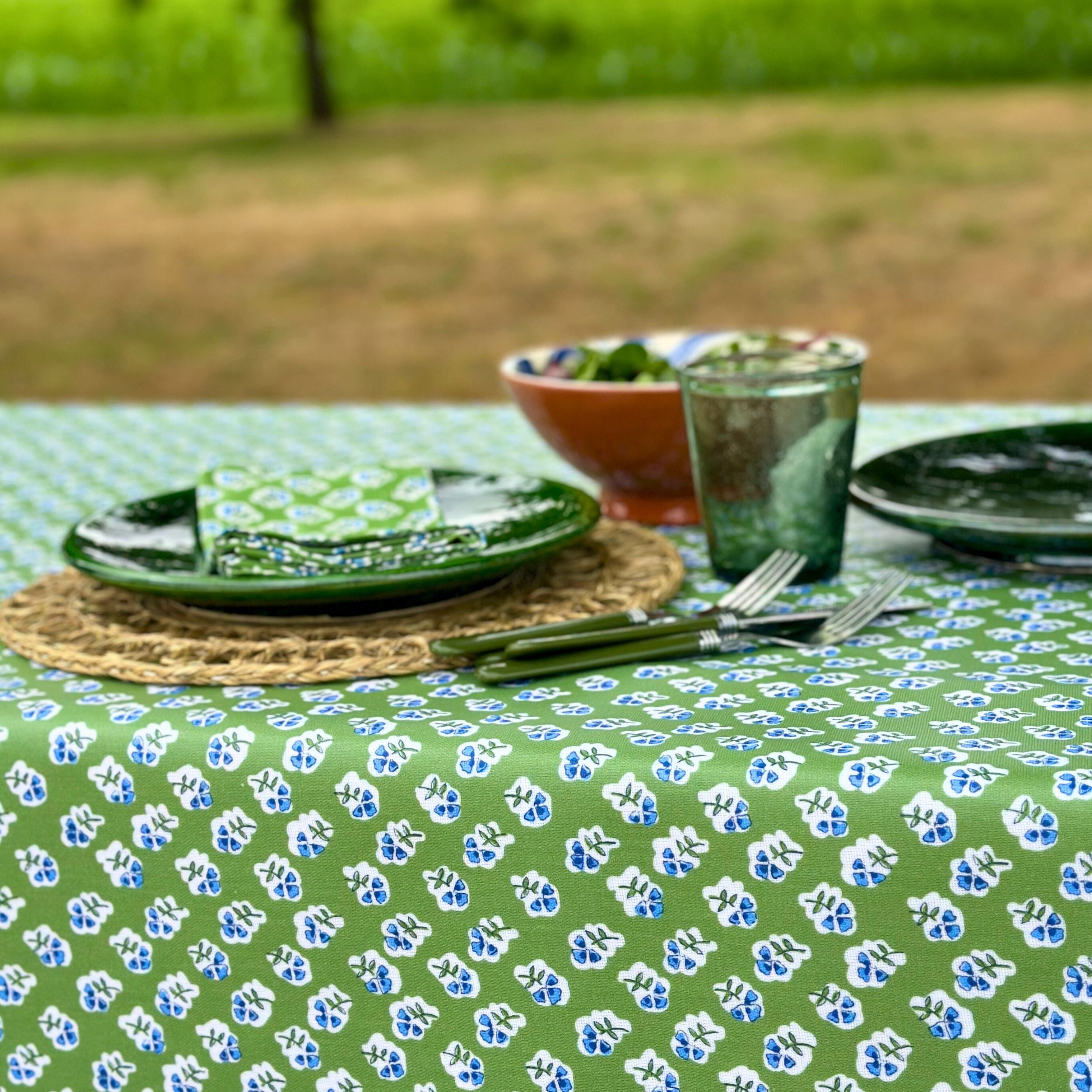 Apple Green Ditsy Oilcloth