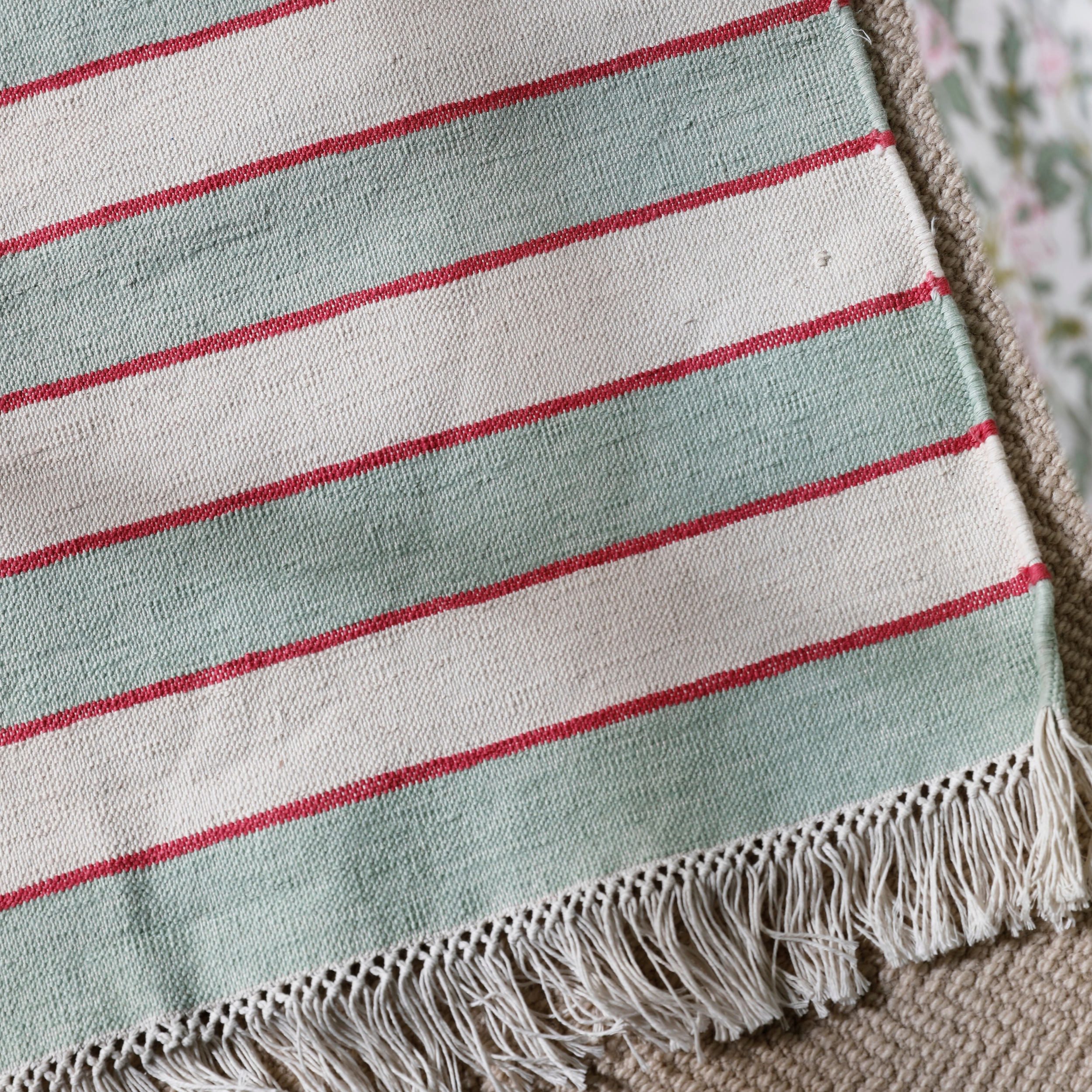 Green and Red Stripe Rug