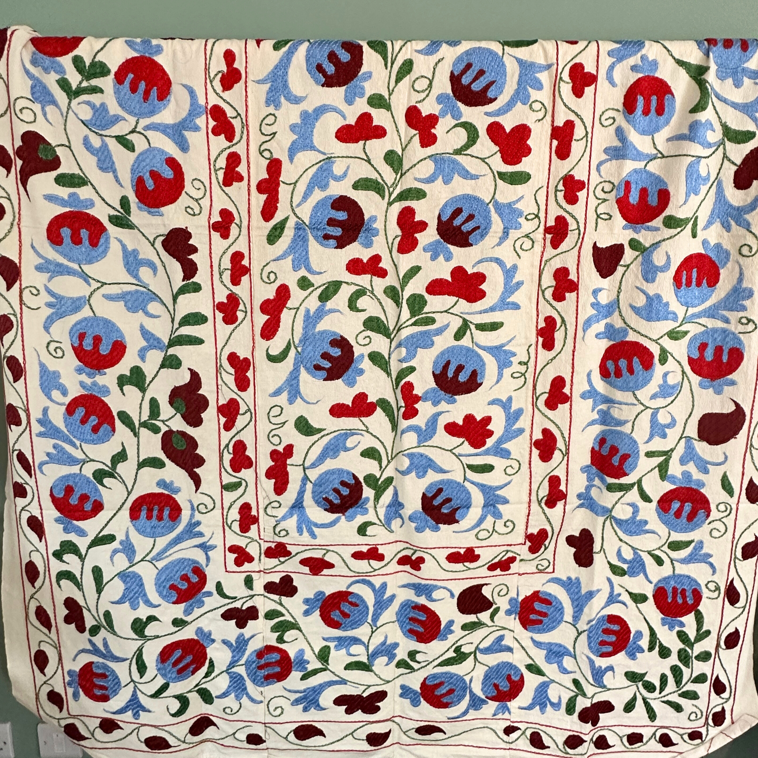 Large Suzani - Blue, Green, Plum and Red