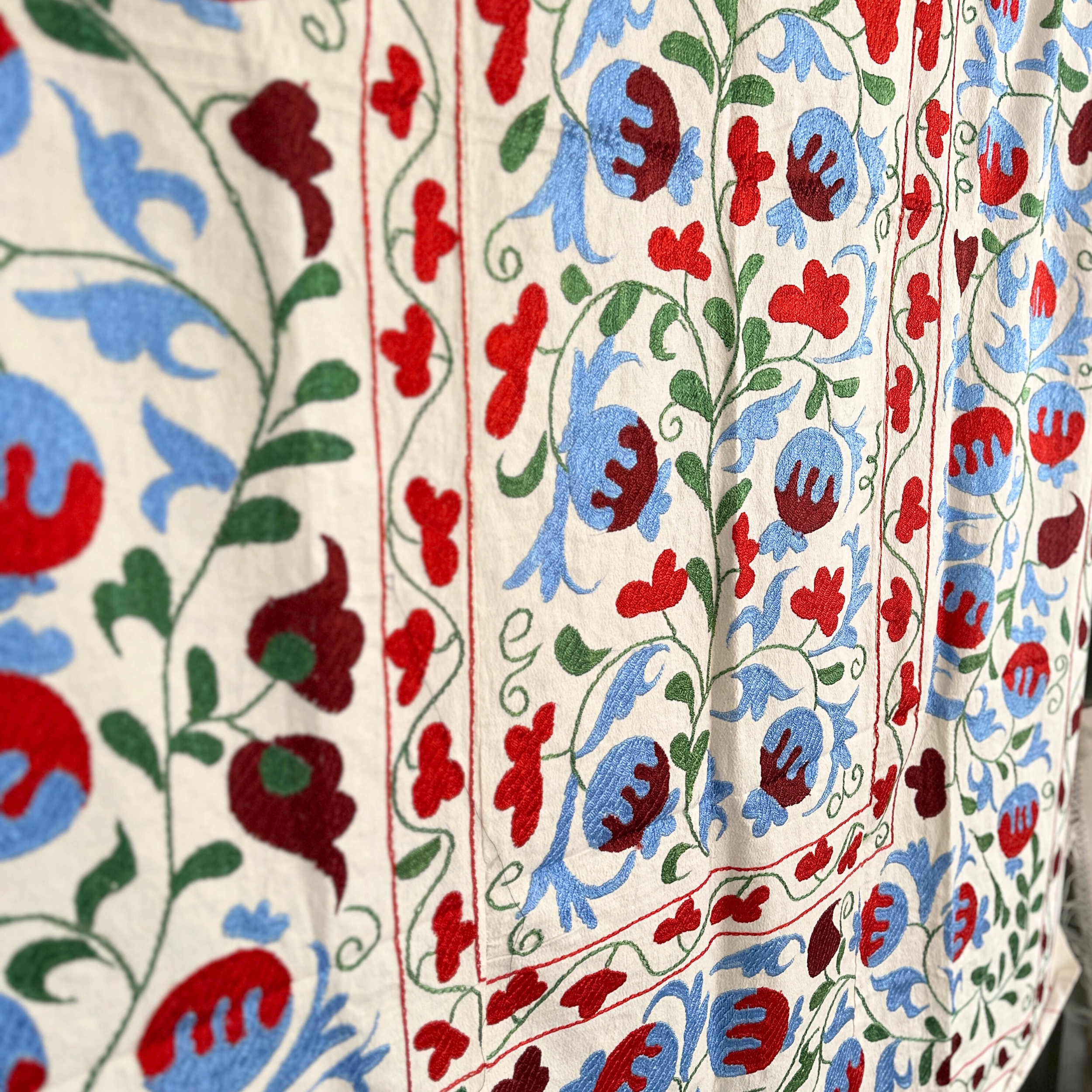 Large Suzani - Blue, Green, Plum and Red
