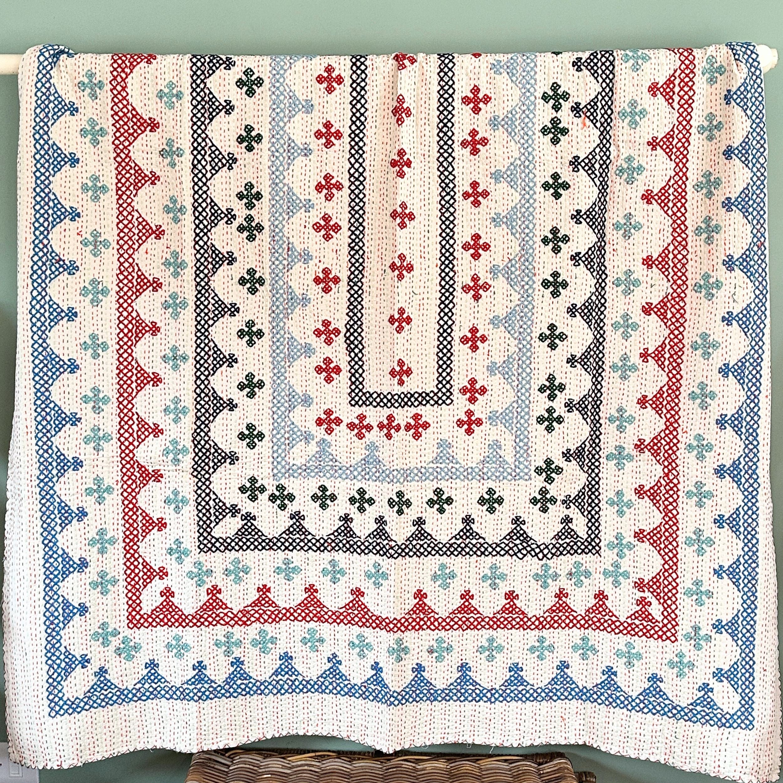 SINGLE KANTHA - BLUE, TURQUOISE, RED, NAVY