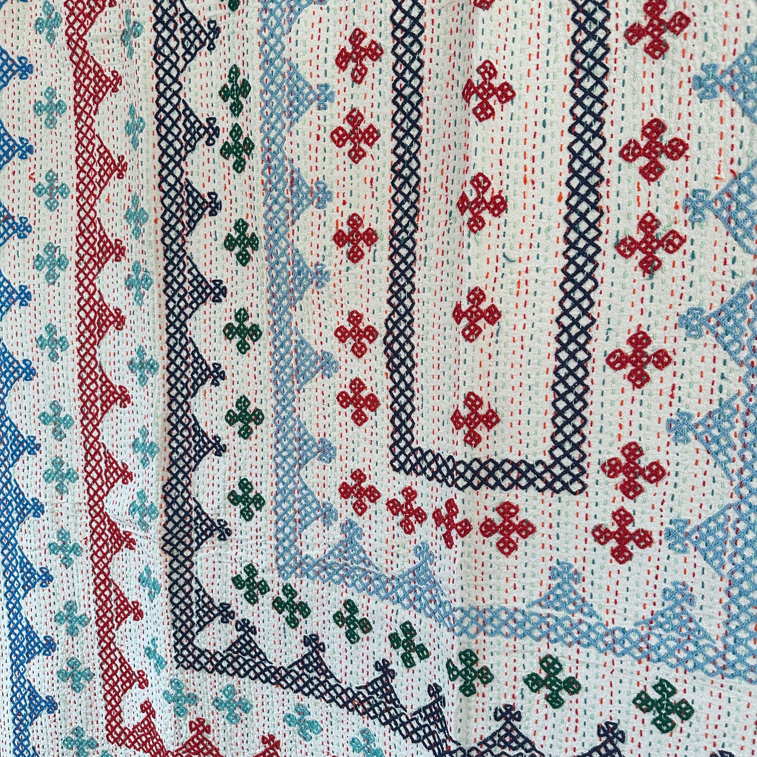 SINGLE KANTHA - BLUE, TURQUOISE, RED, NAVY
