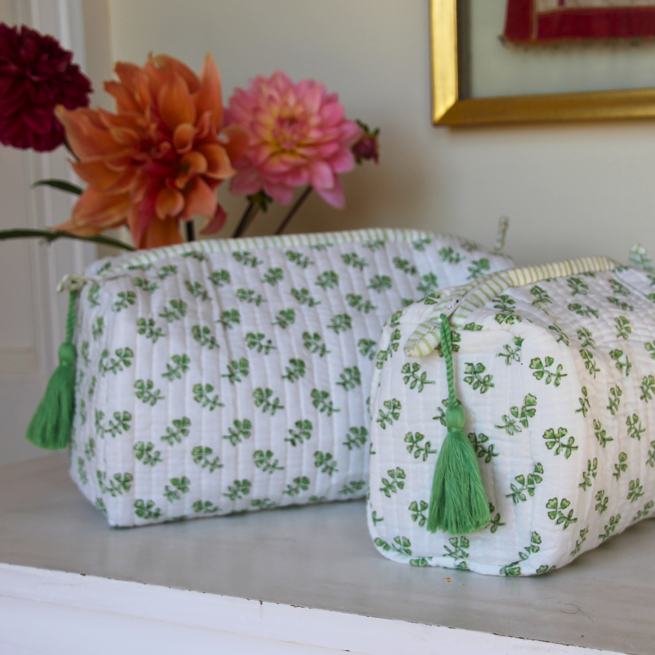 Green Ditsy Wash Bag