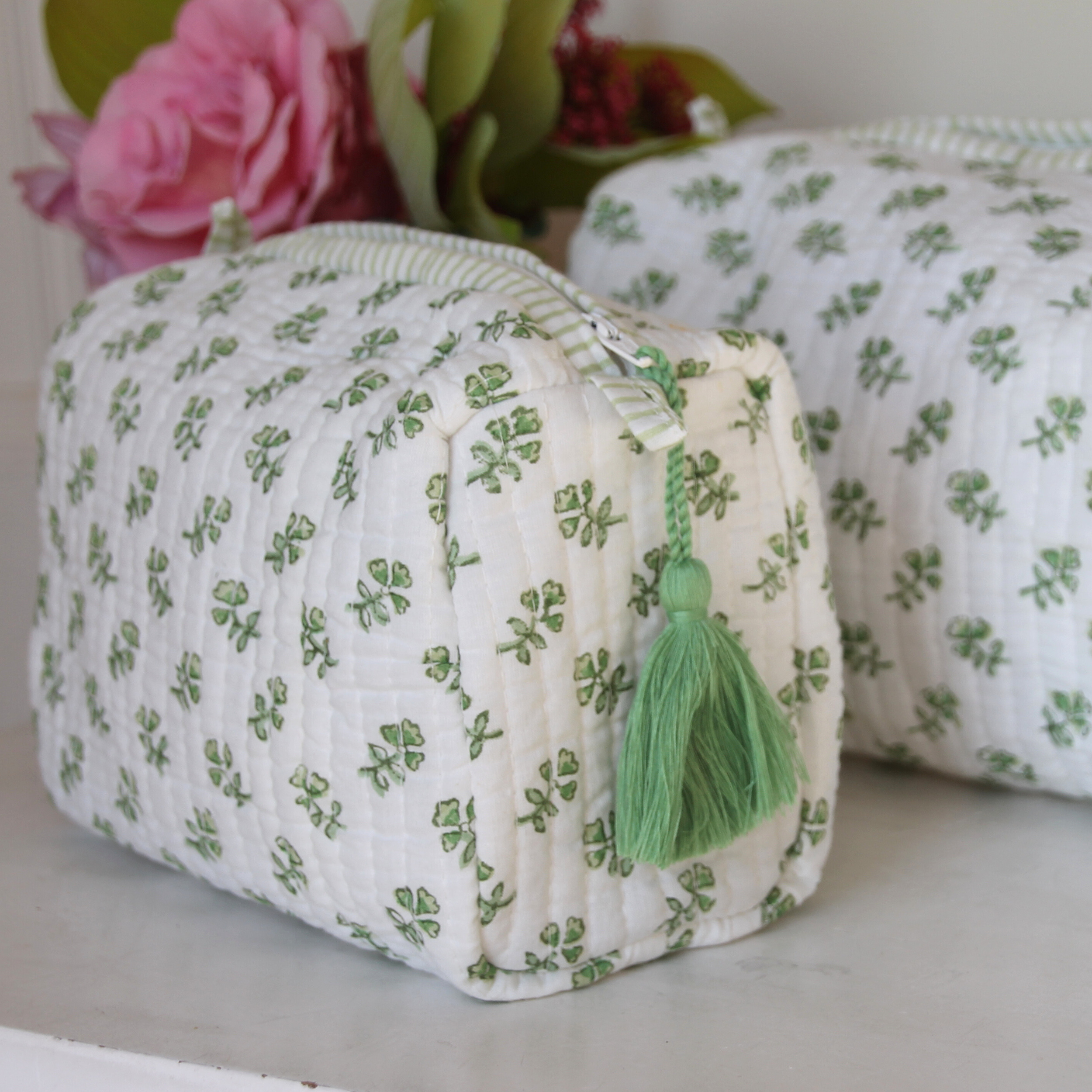 Green Ditsy Wash Bag