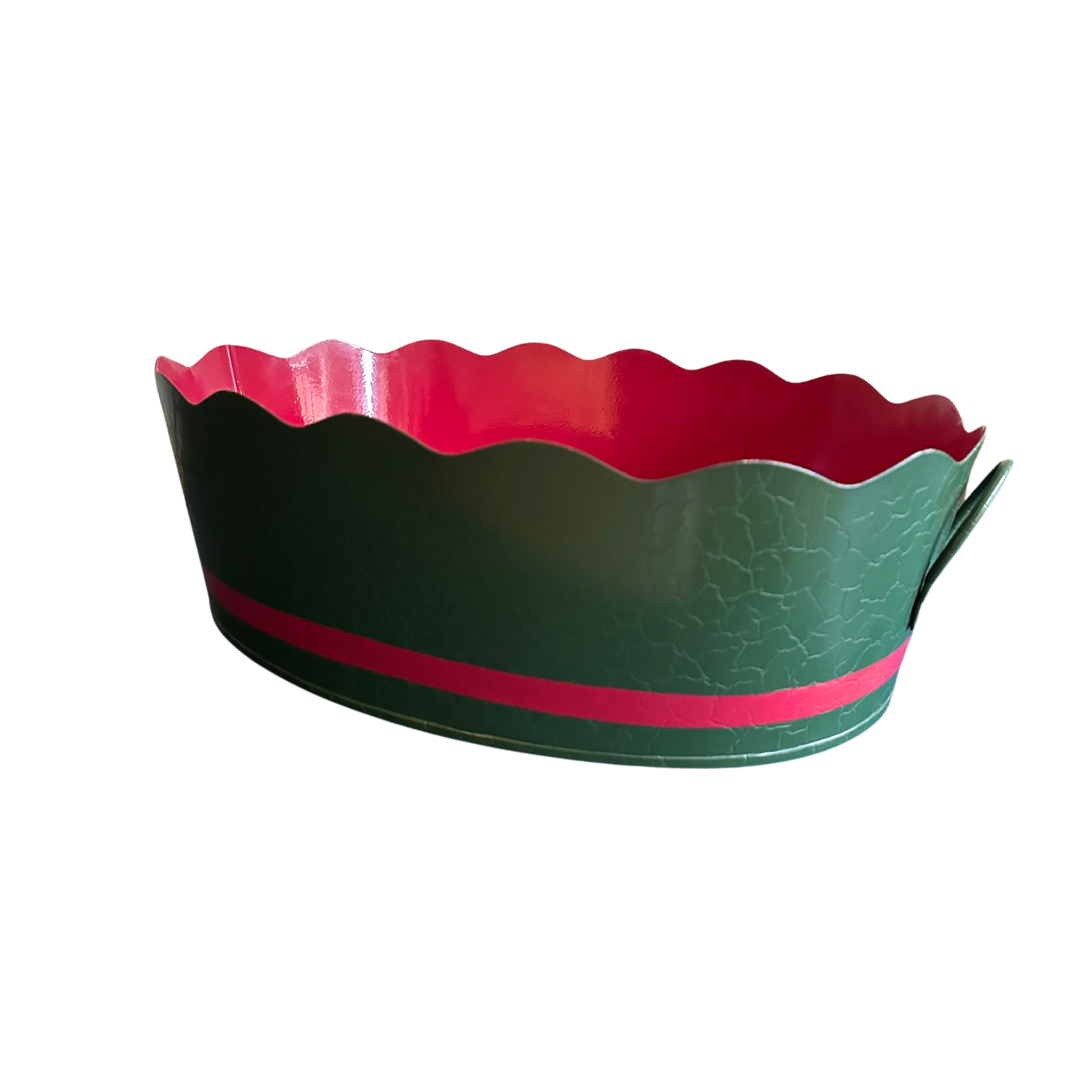 Toleware Planter - Dark Green & Raspberry