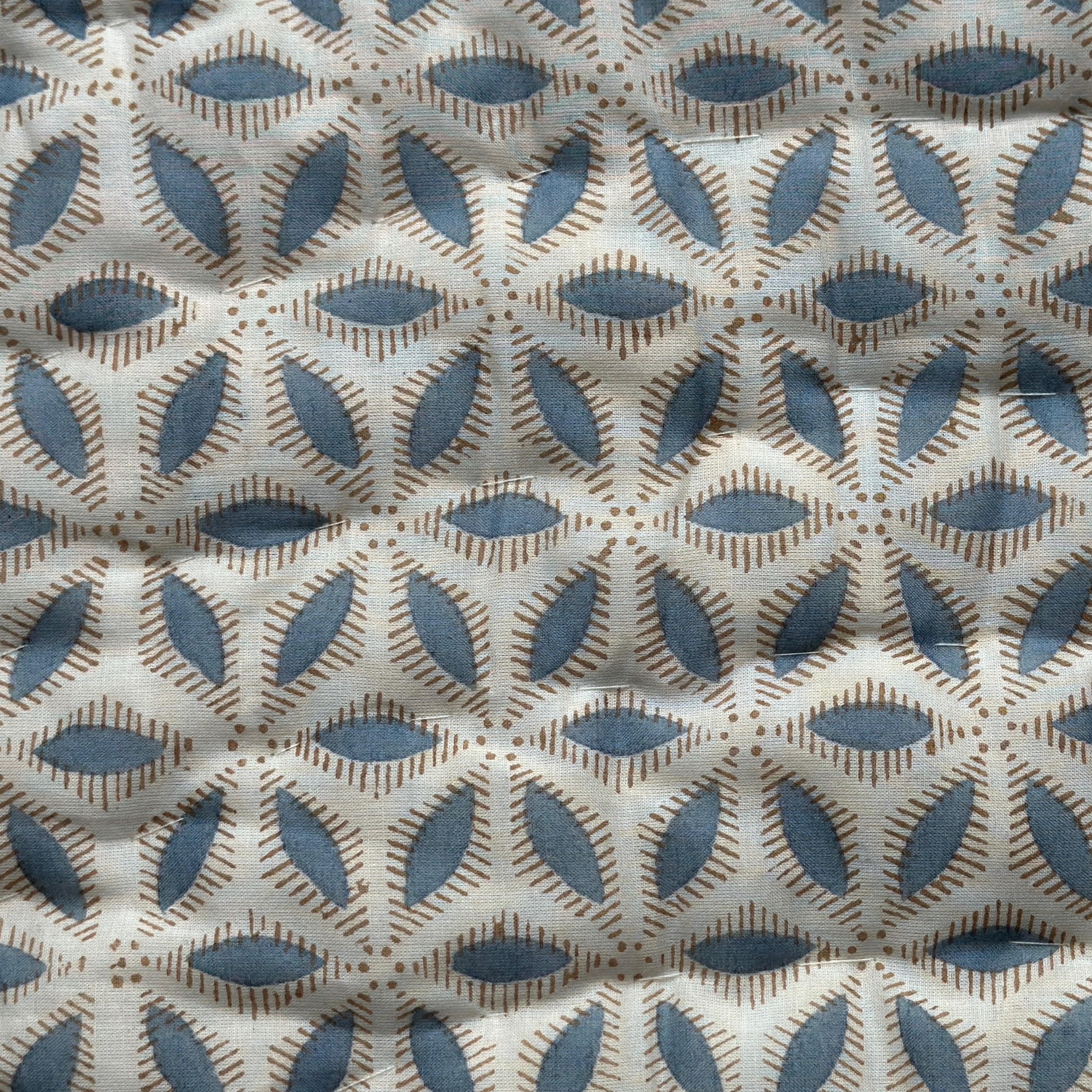 Blue and Taupe Clematis Quilt