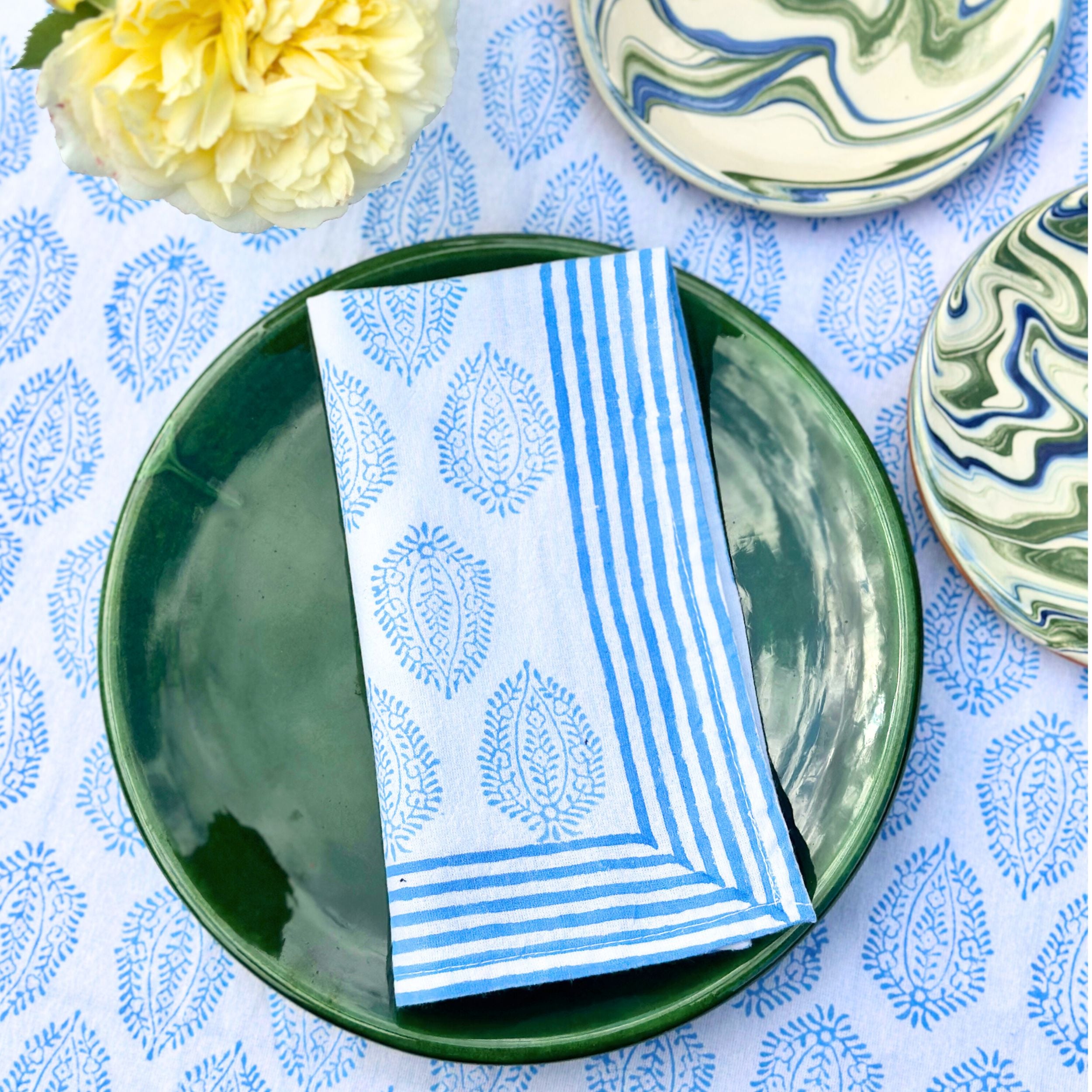 Blue Leaf Napkin - Set of 4