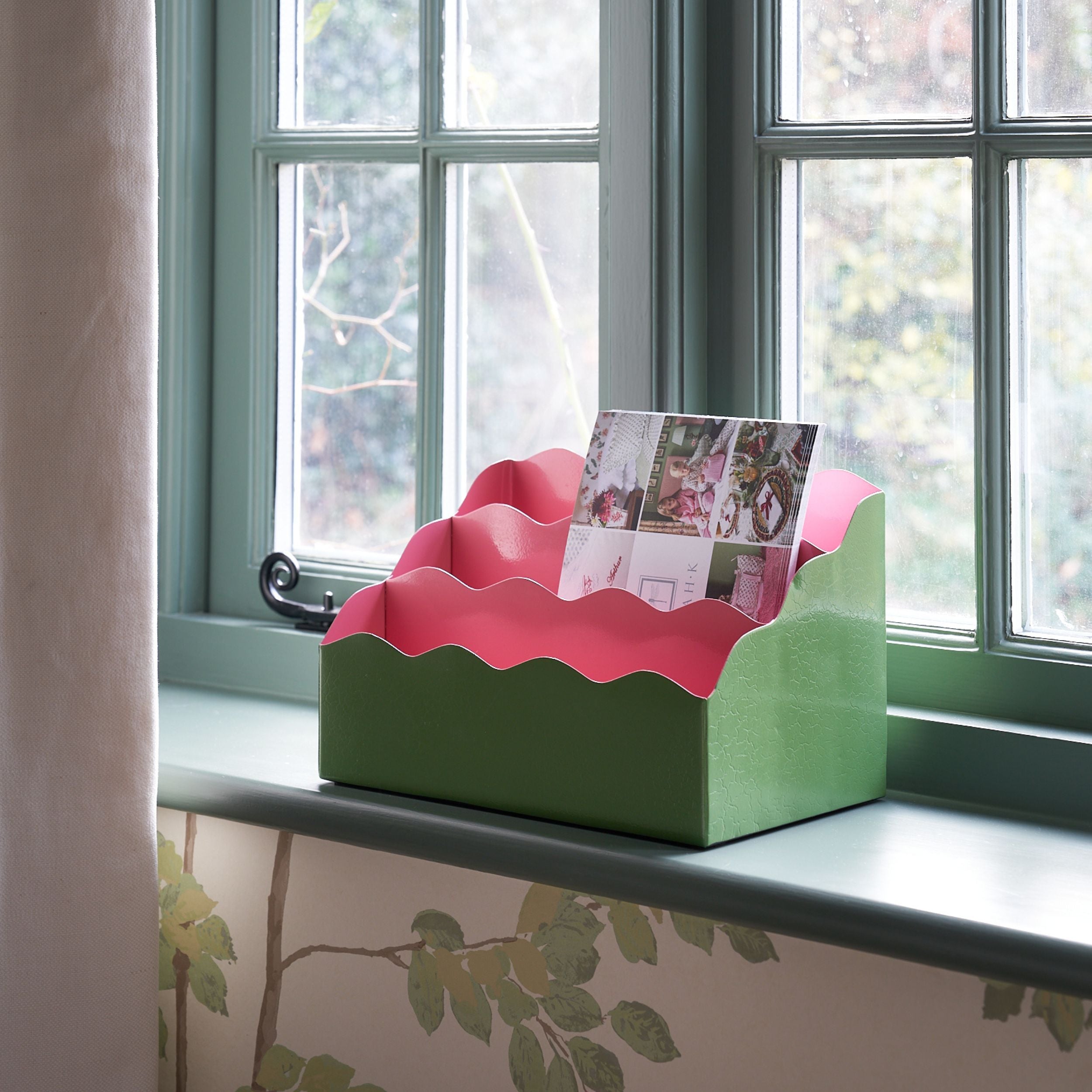 Toleware Letter Holder - Light Green & Watermelon