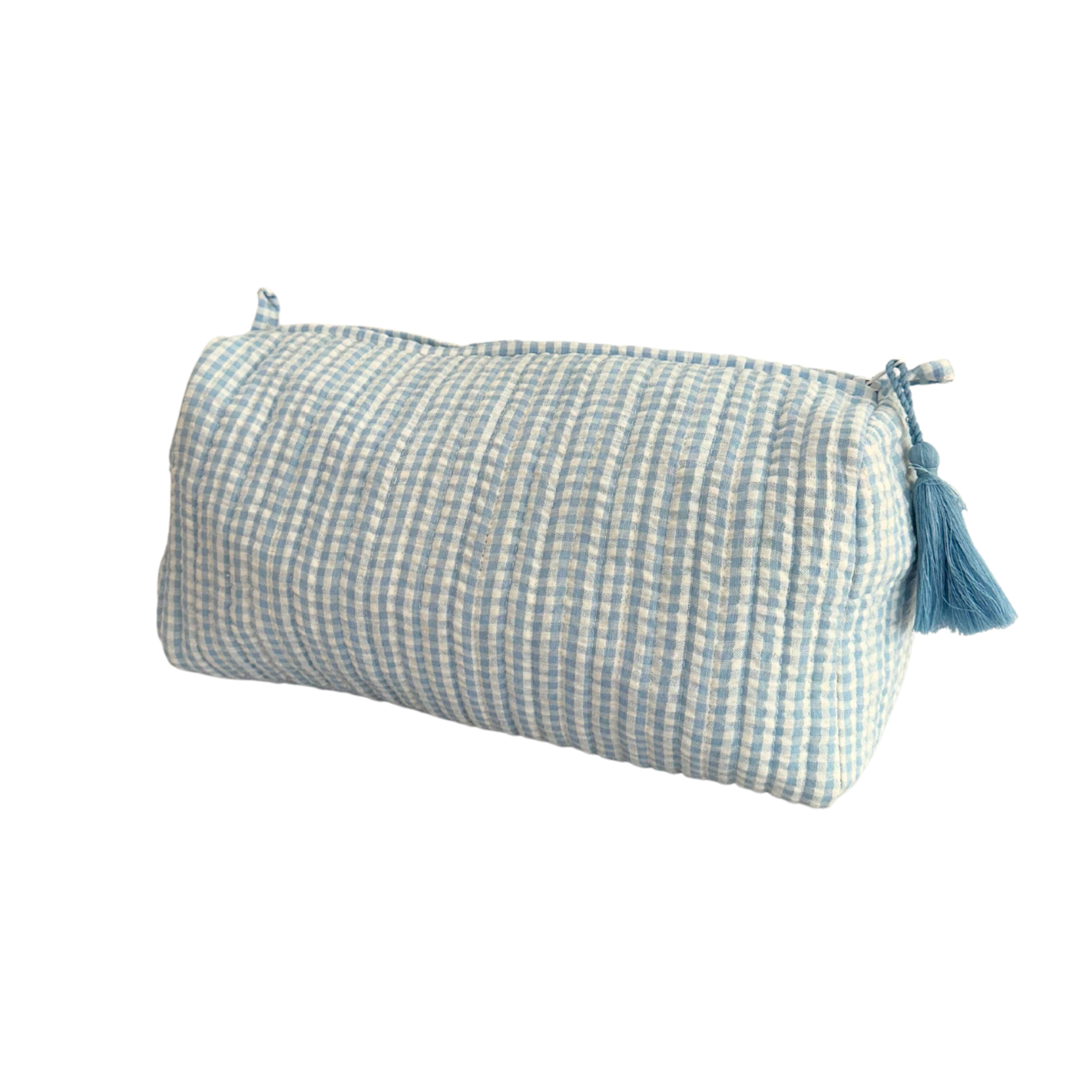 Blue Gingham Wash Bag