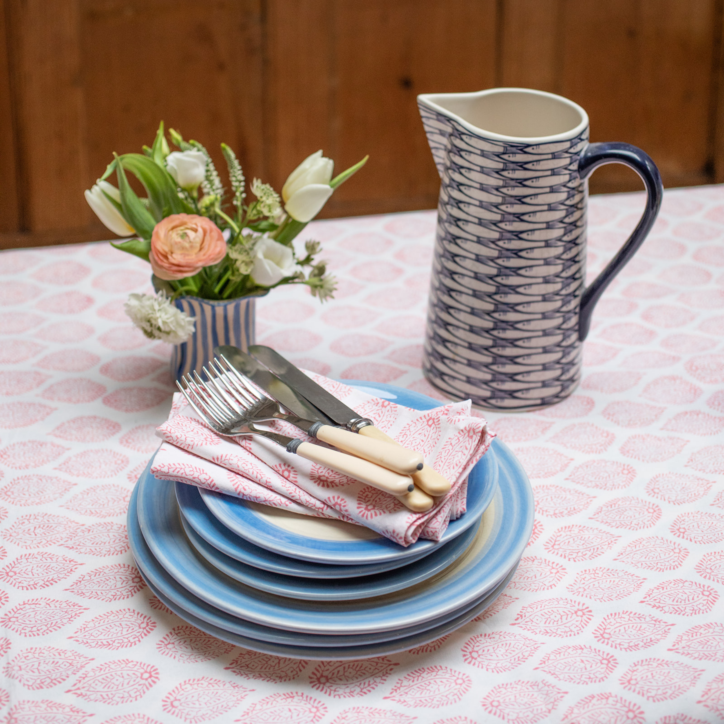 Pink Leaf Tablecloth