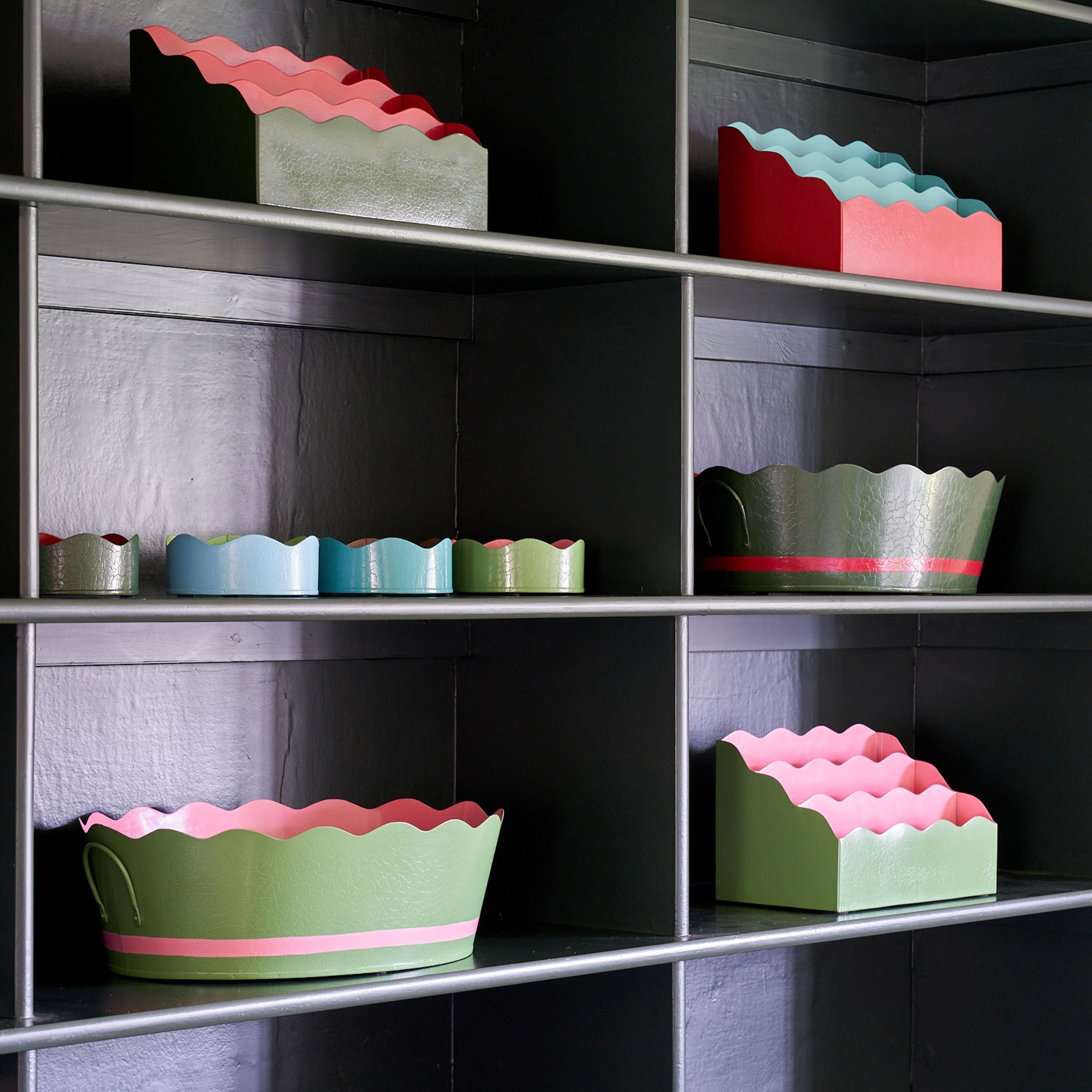 Toleware Planter - Dark Green & Raspberry