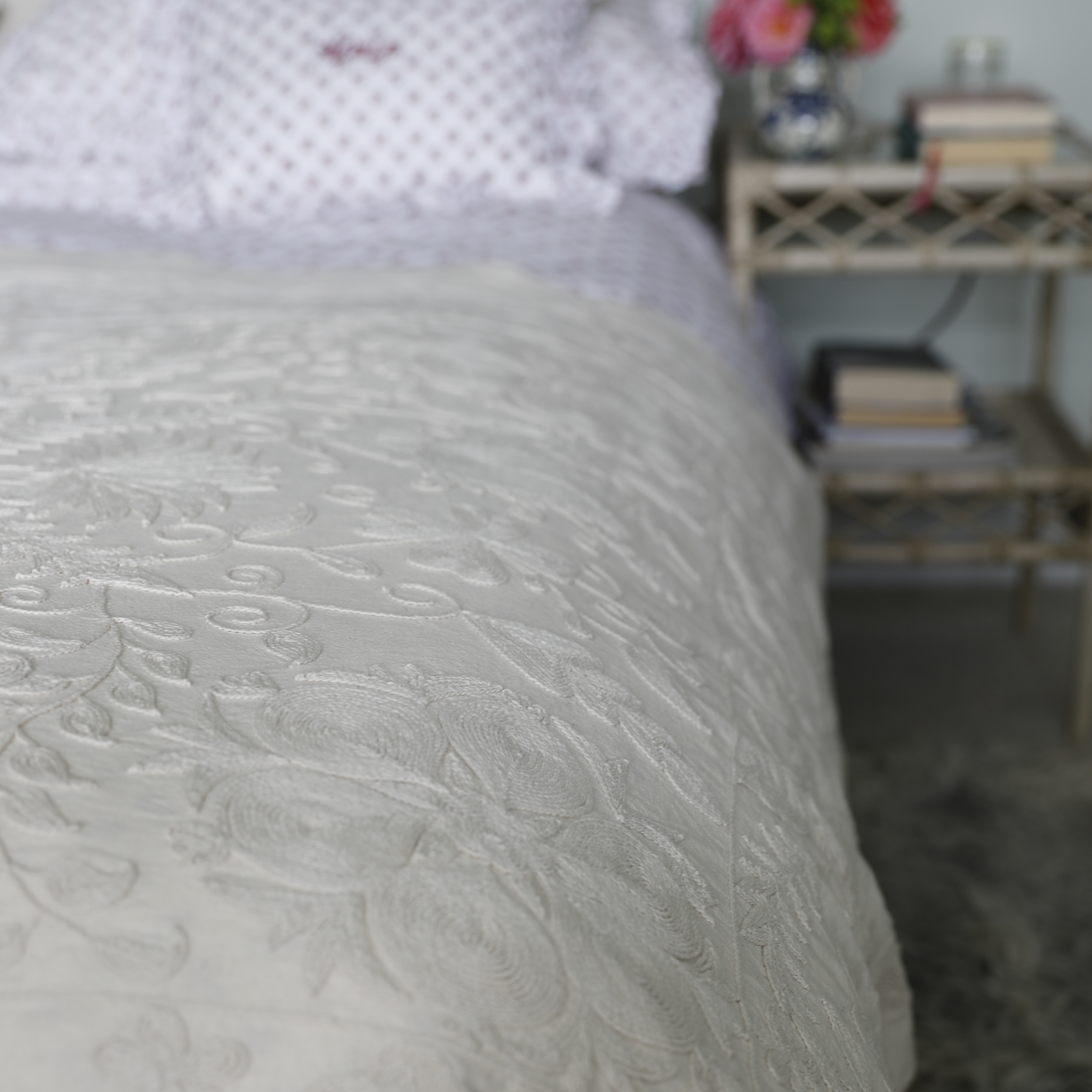 Crewel Embroidered Bedspread