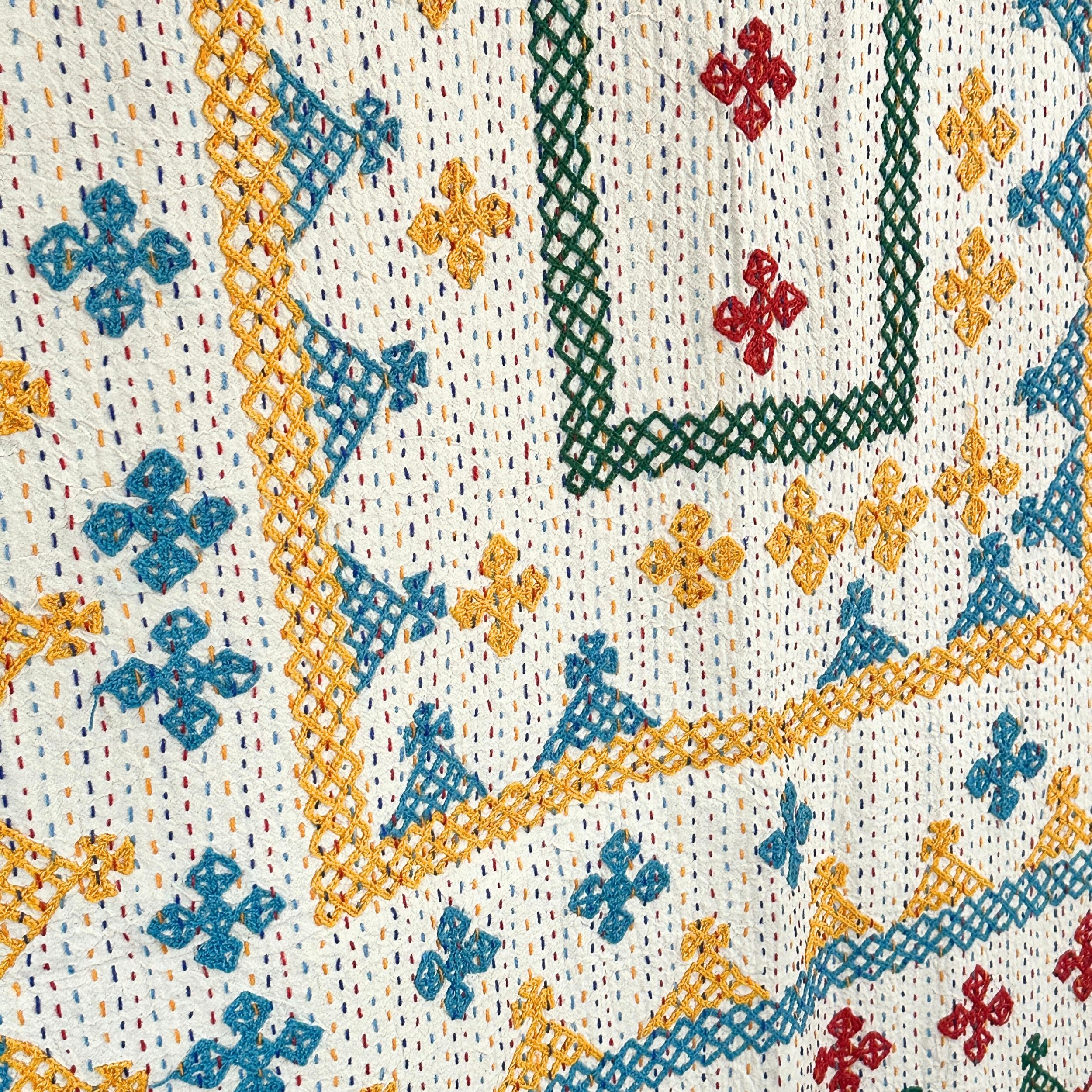 SINGLE KANTHA - RED, GREEN, BLUE, YELLOW