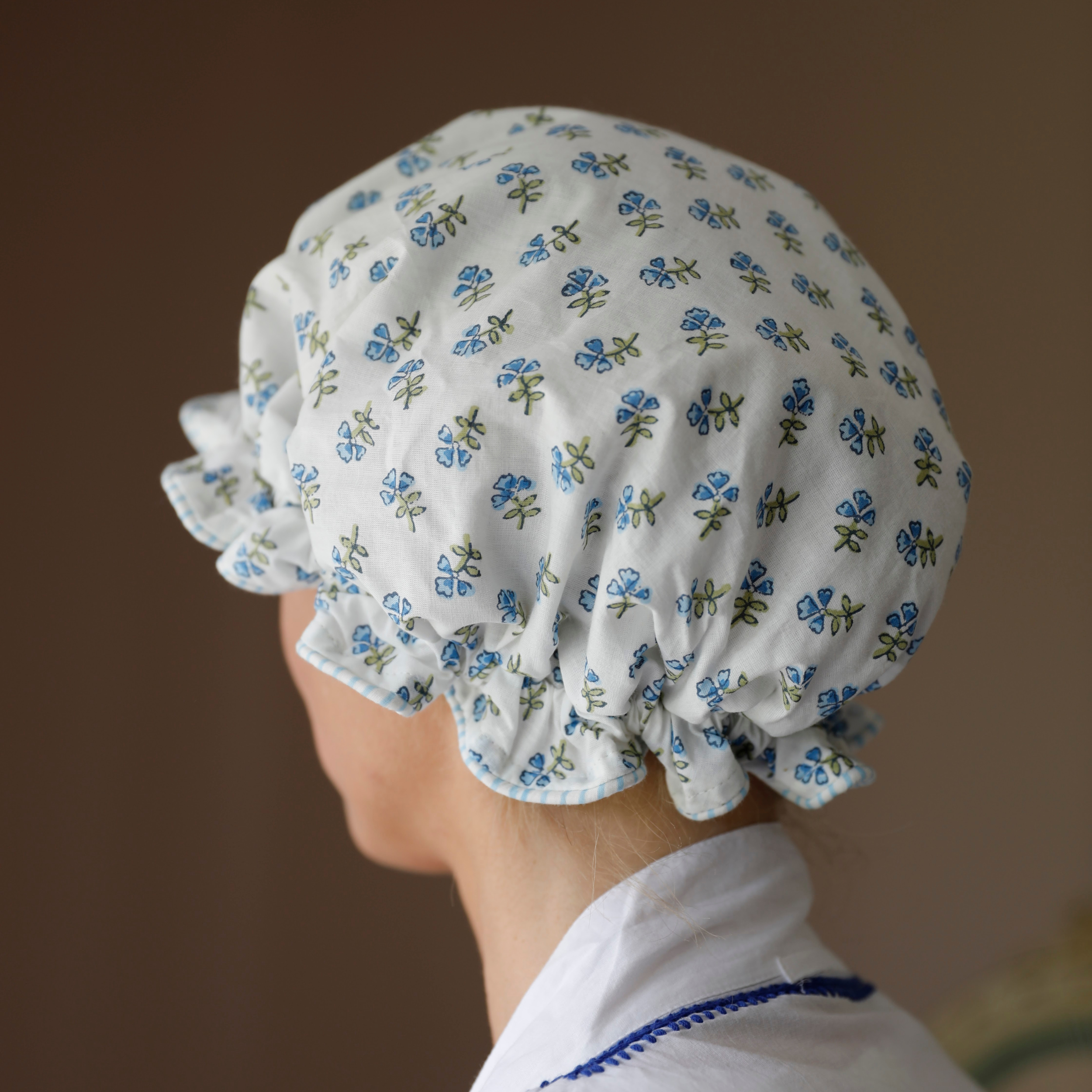 Blue Ditsy Bath Hat