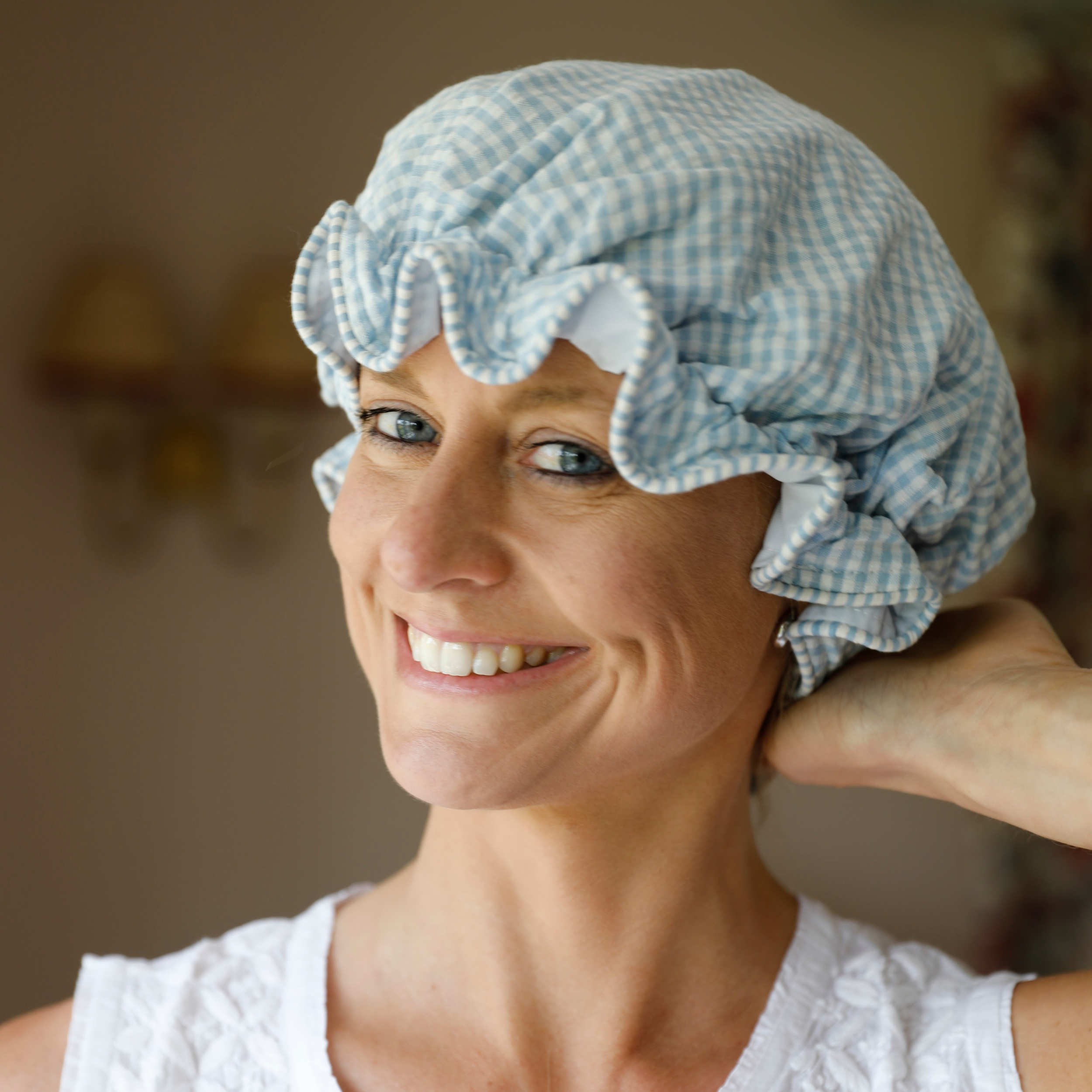 Blue Gingham Bath Hat