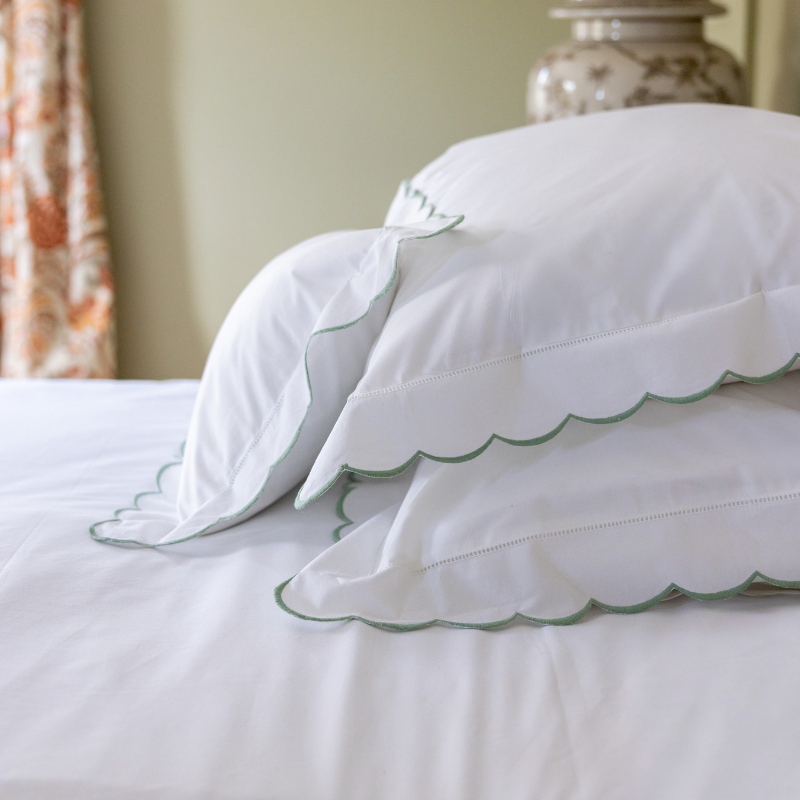 Sage Green Scallop Duvet Cover
