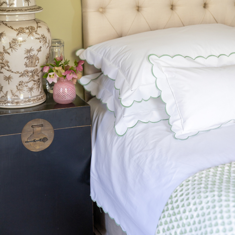 Sage Green Scallop Duvet Cover