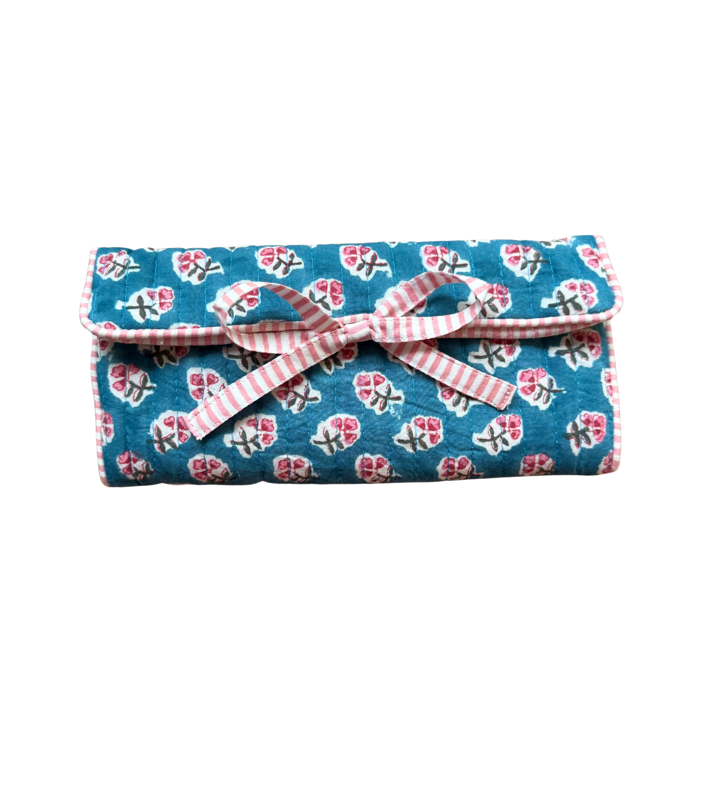 Teal Ditsy Jewellery Roll