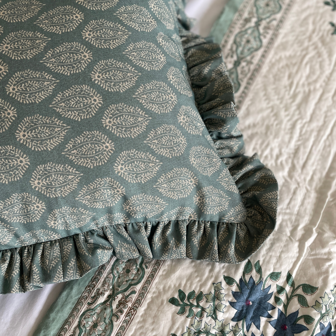 Leaf Linen Ruffle Cushions