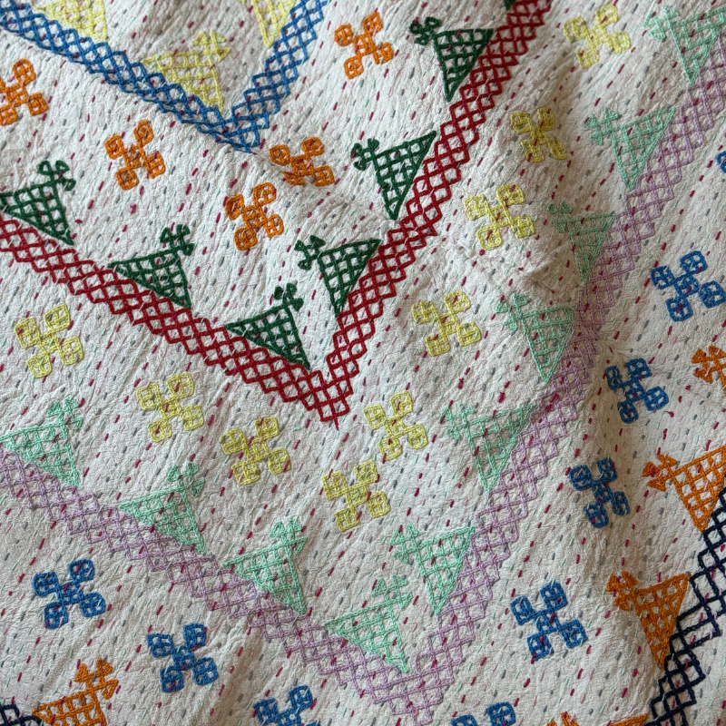 SINGLE KANTHA - NAVY, ORANGE, BLUE, LILAC, MINT, LIME