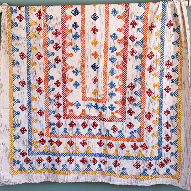 SINGLE KANTHA - YELLOW, BLUE, RED, ORANGE