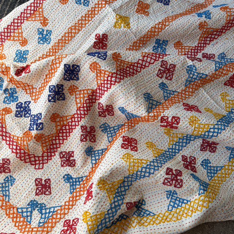 SINGLE KANTHA - YELLOW, BLUE, RED, ORANGE