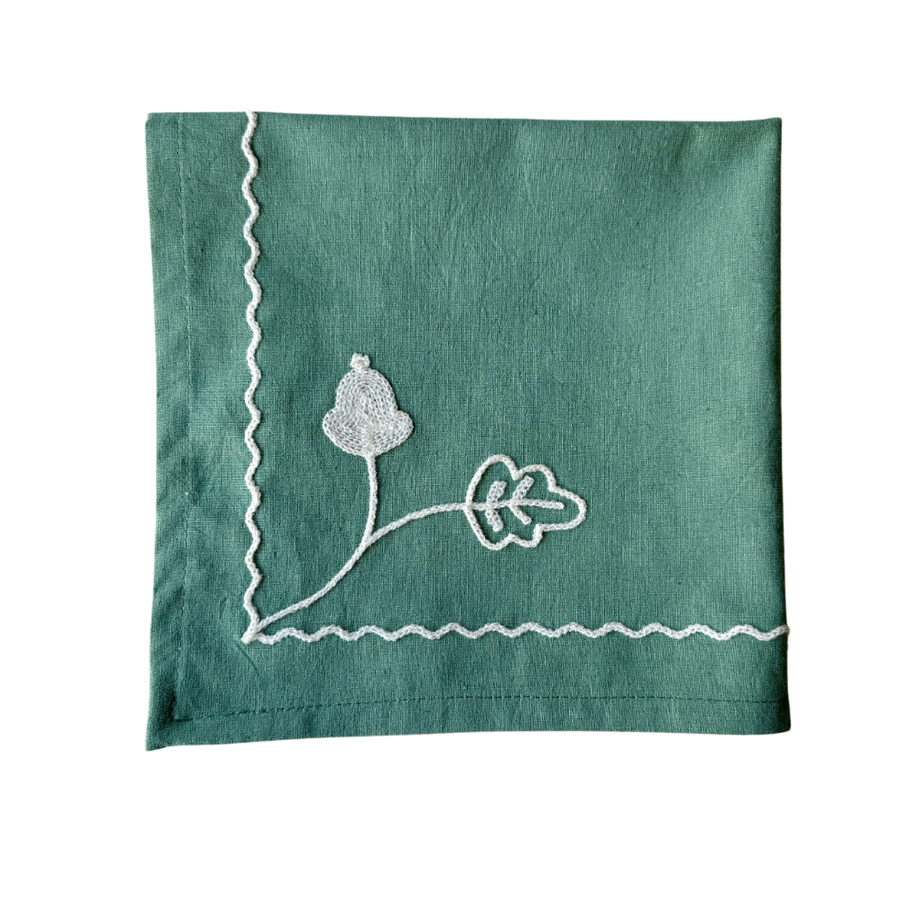 Garden Embroidered Napkins - Green - Set of 4