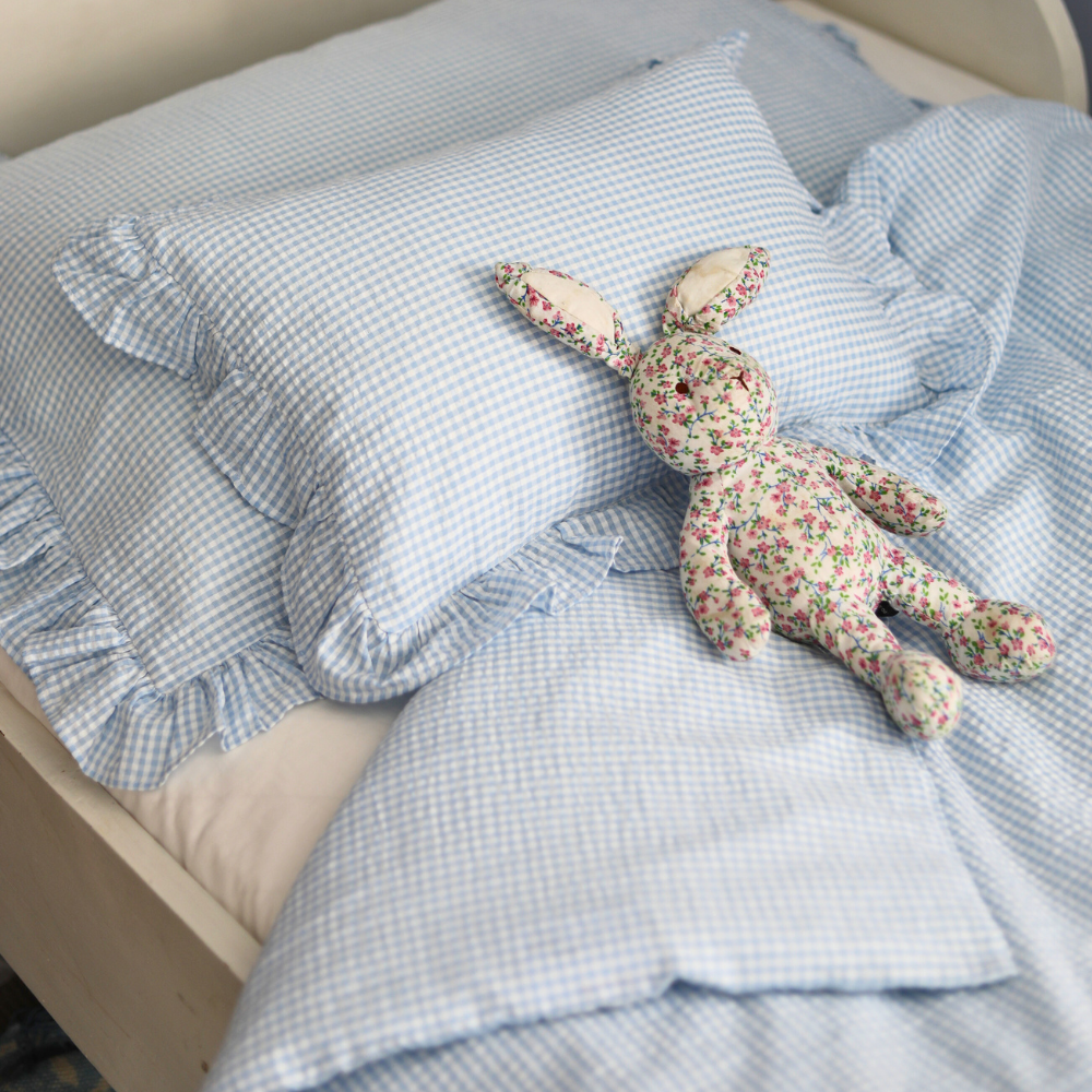 Blue Gingham Cot Bed Duvet Cover