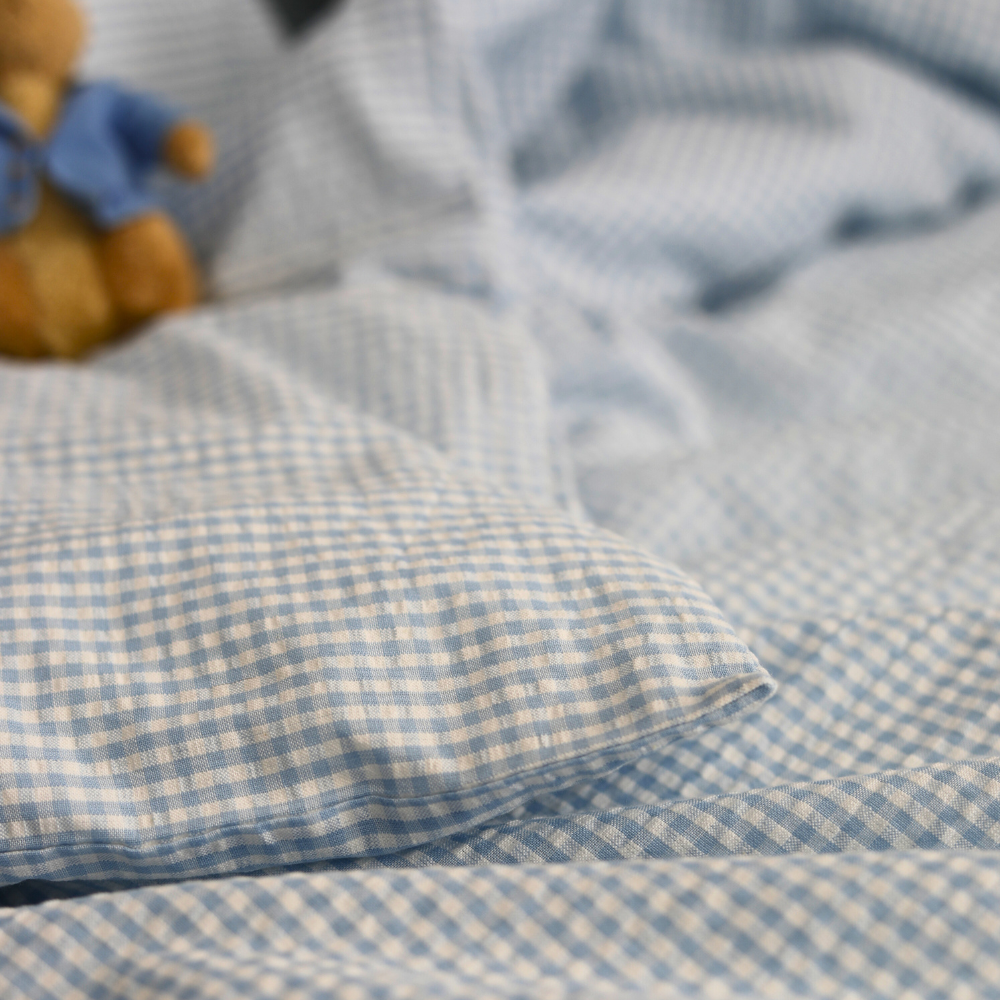 Blue Gingham Cot Bed Duvet Cover