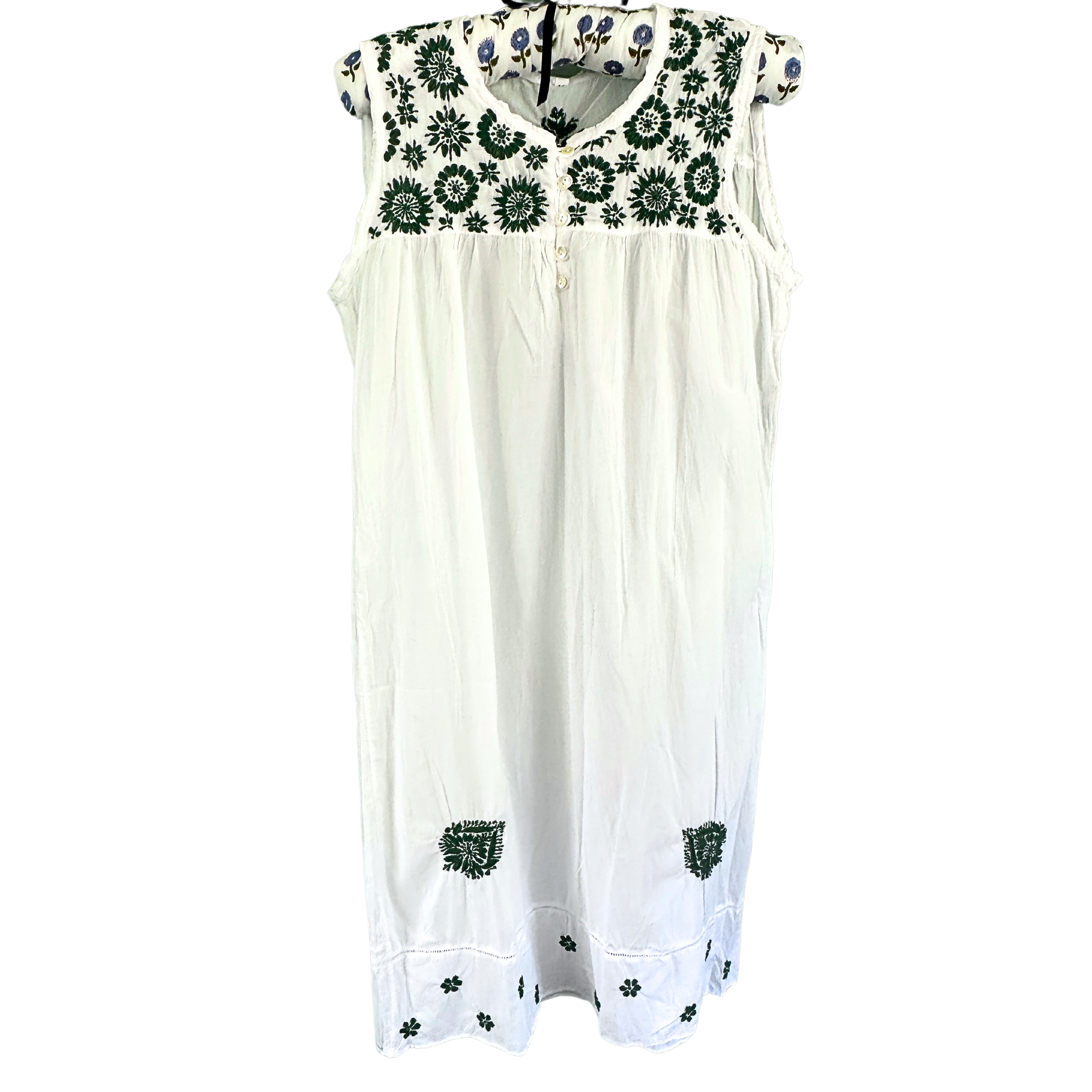 Sleeveless Nightie - Moss Green Embroidery