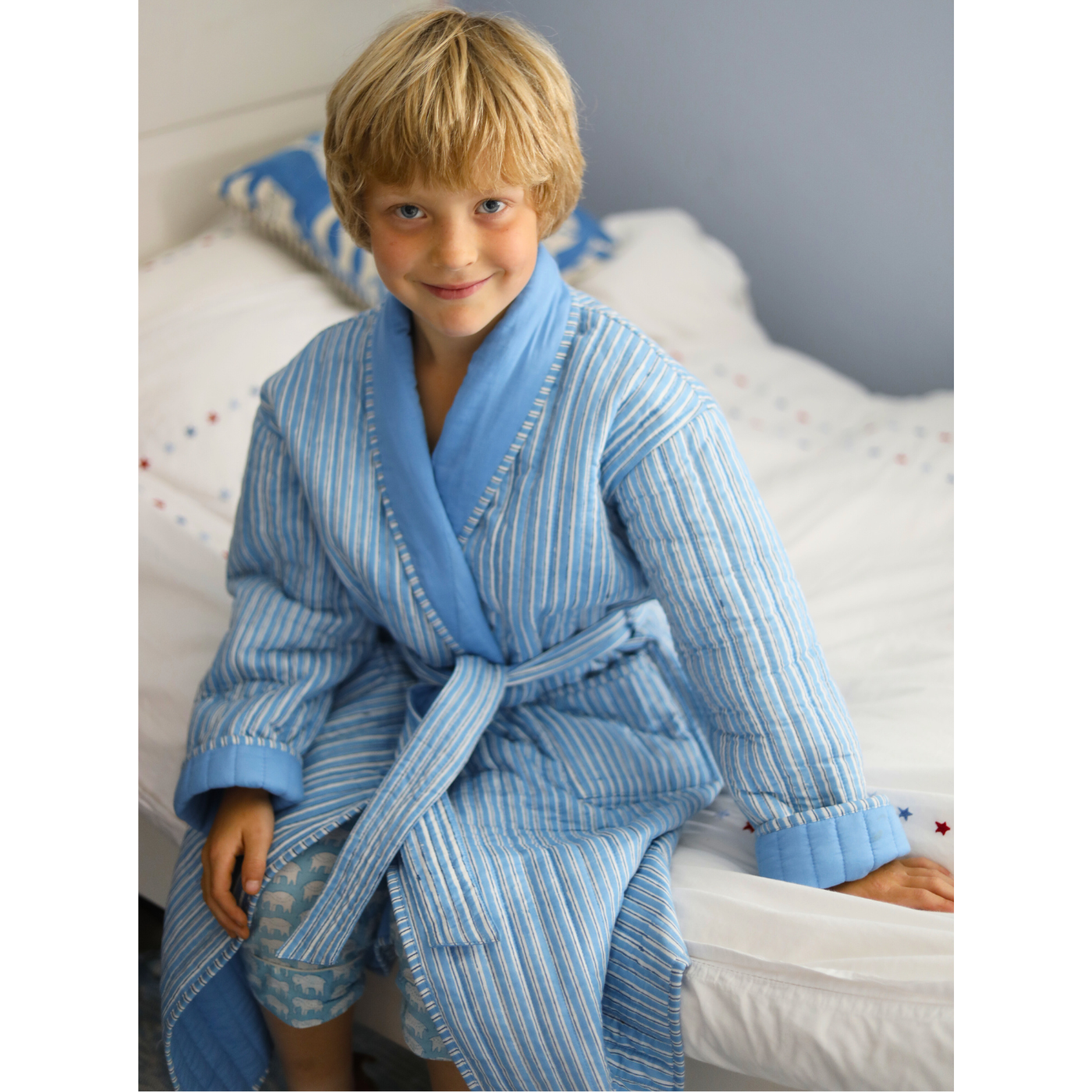 Children's Blue Stripe Dressing Gown