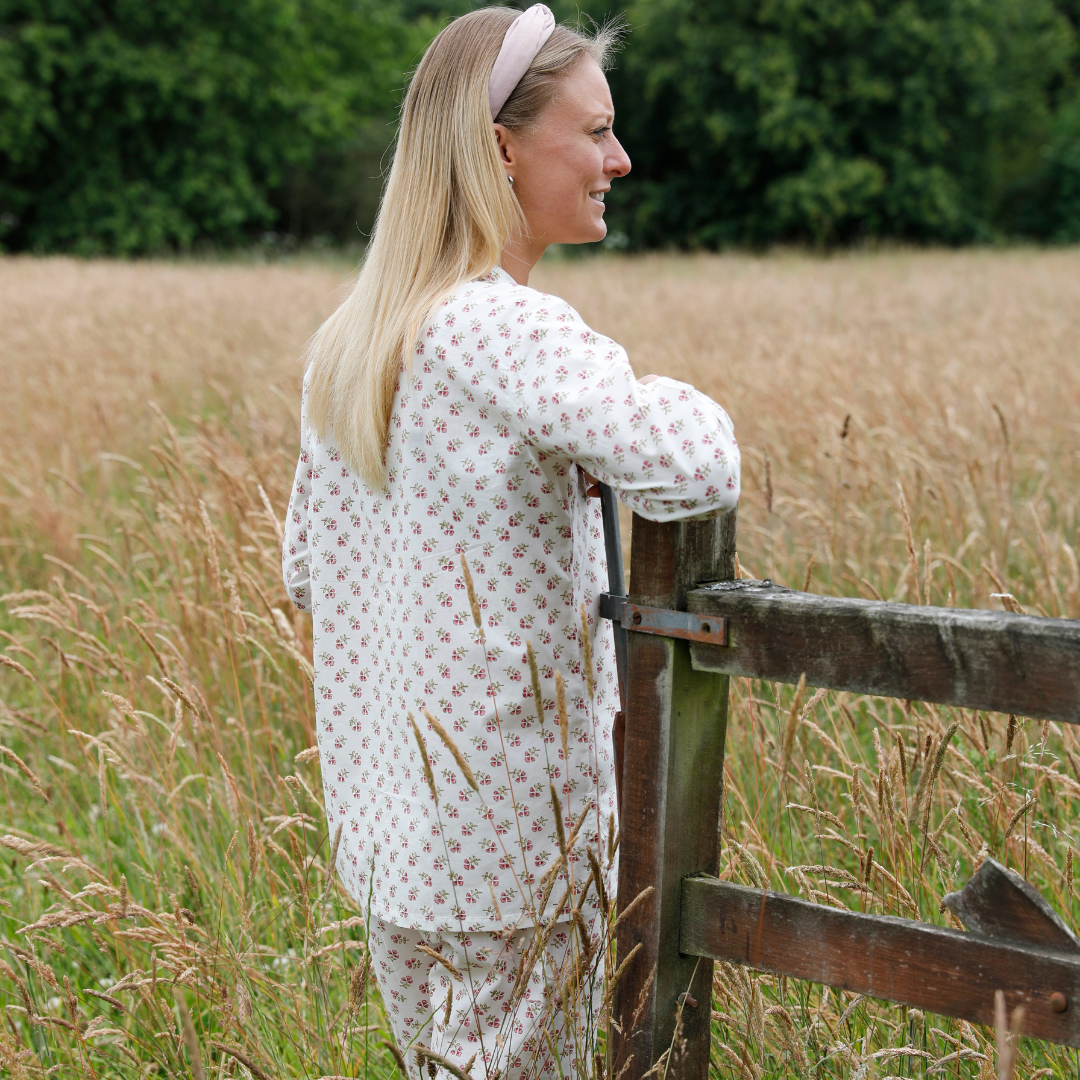 Women's Pink Ditsy cotton Pyjamas