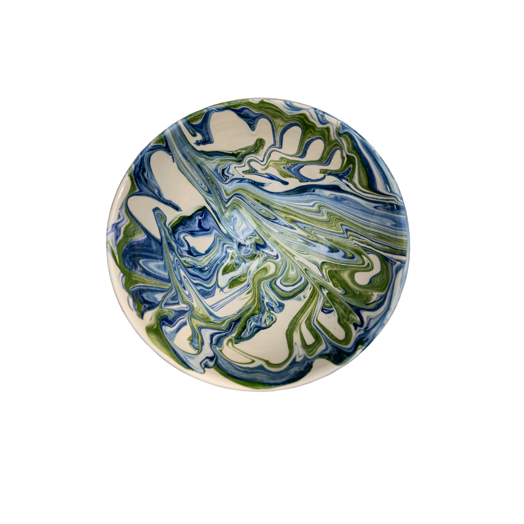 Small Blue and Green Marbled Bowl