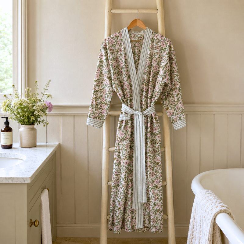Pink and Green Floral Kimono