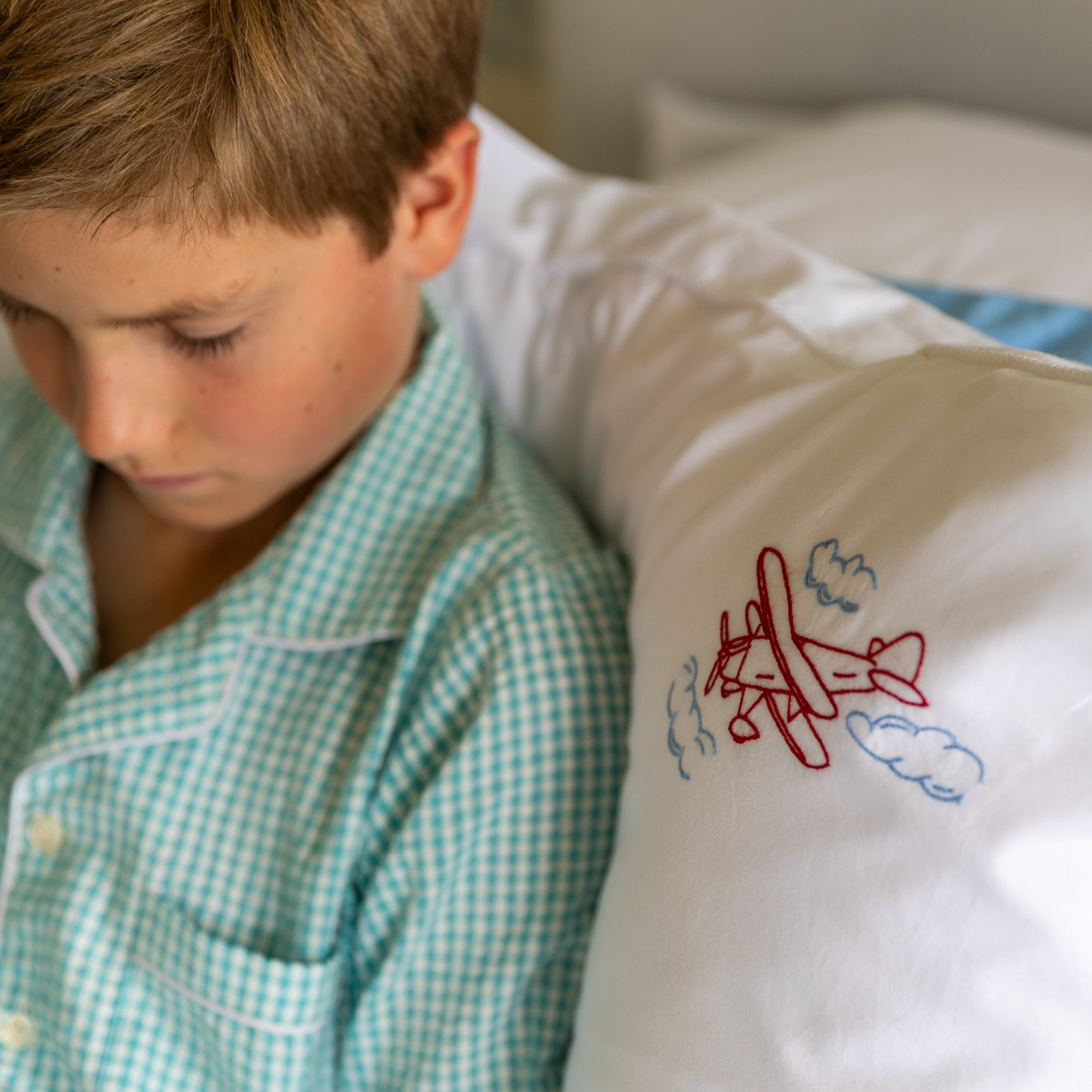 Red & Blue Aeroplane Baby / Boudoir Pillowcase