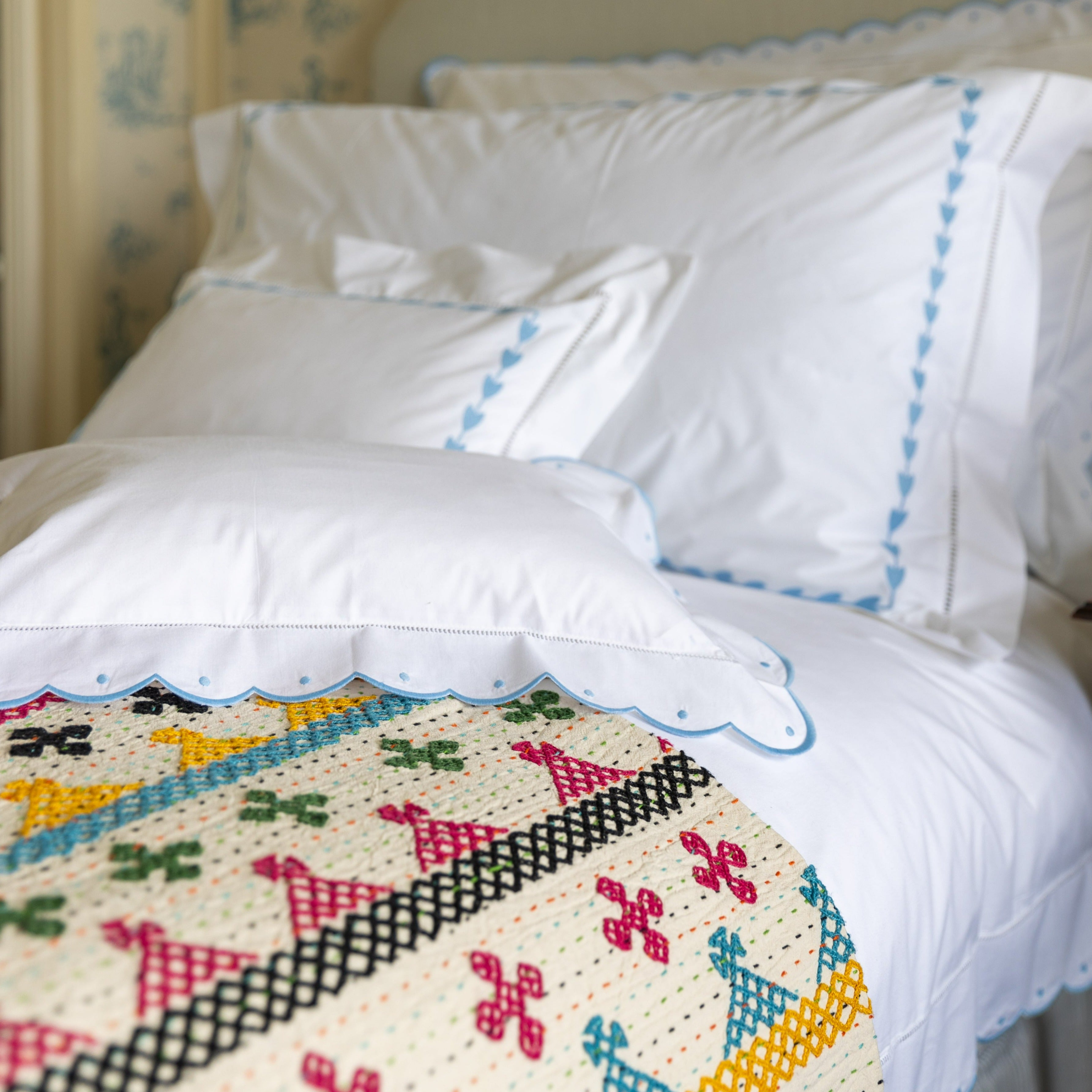 Blue Scallop and Dot Duvet Cover