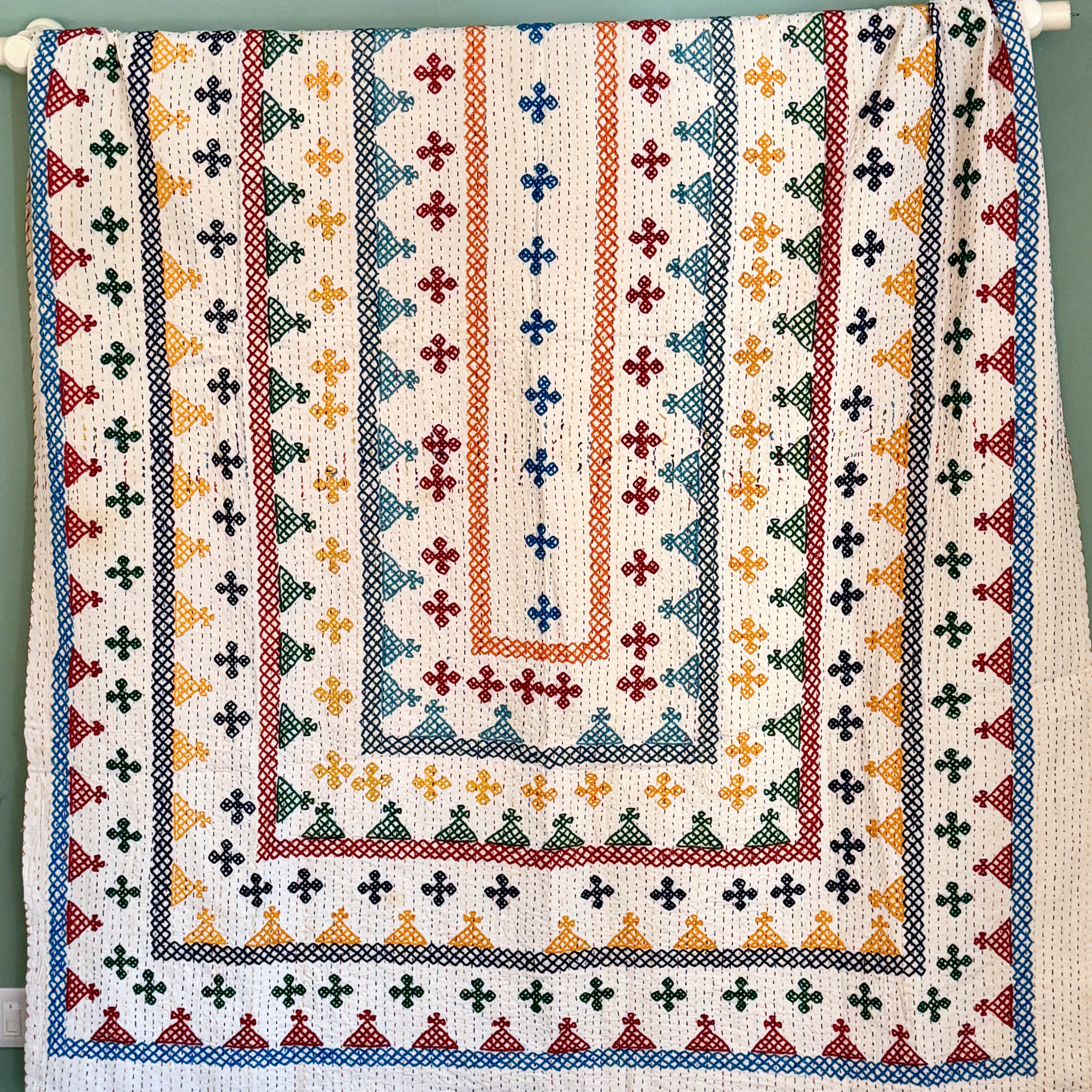 SINGLE KANTHA - BLUE, RED, GREEN, NAVY, YELLOW